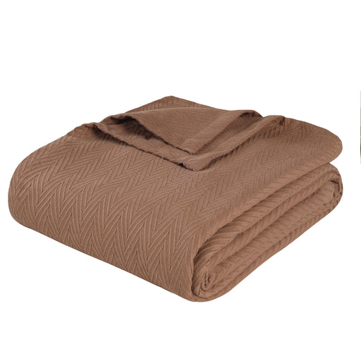 All-Season Chevron Cotton Bed Blanket & Sofa Throw - Taupe