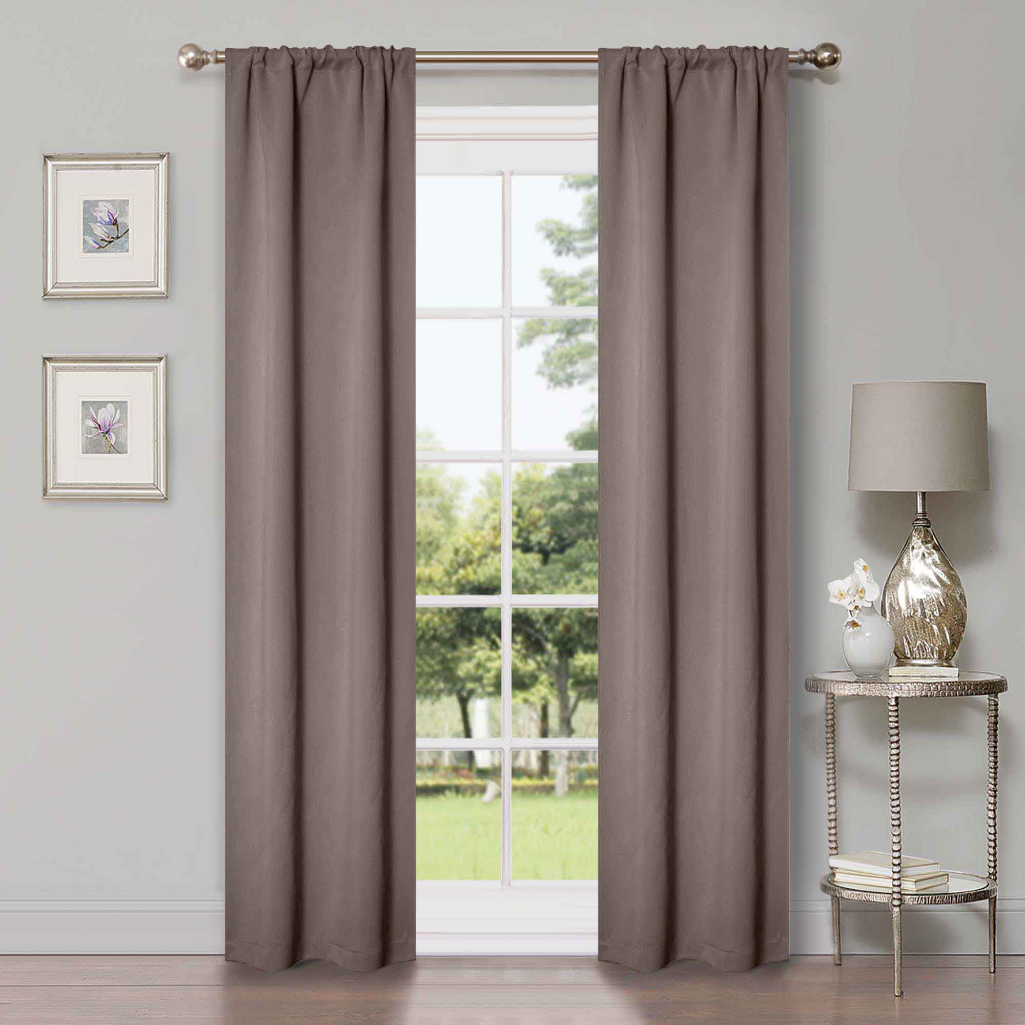 Solid Machine Washable Room Darkening Blackout Curtains, Set of 2 - Blue Nile Mills
