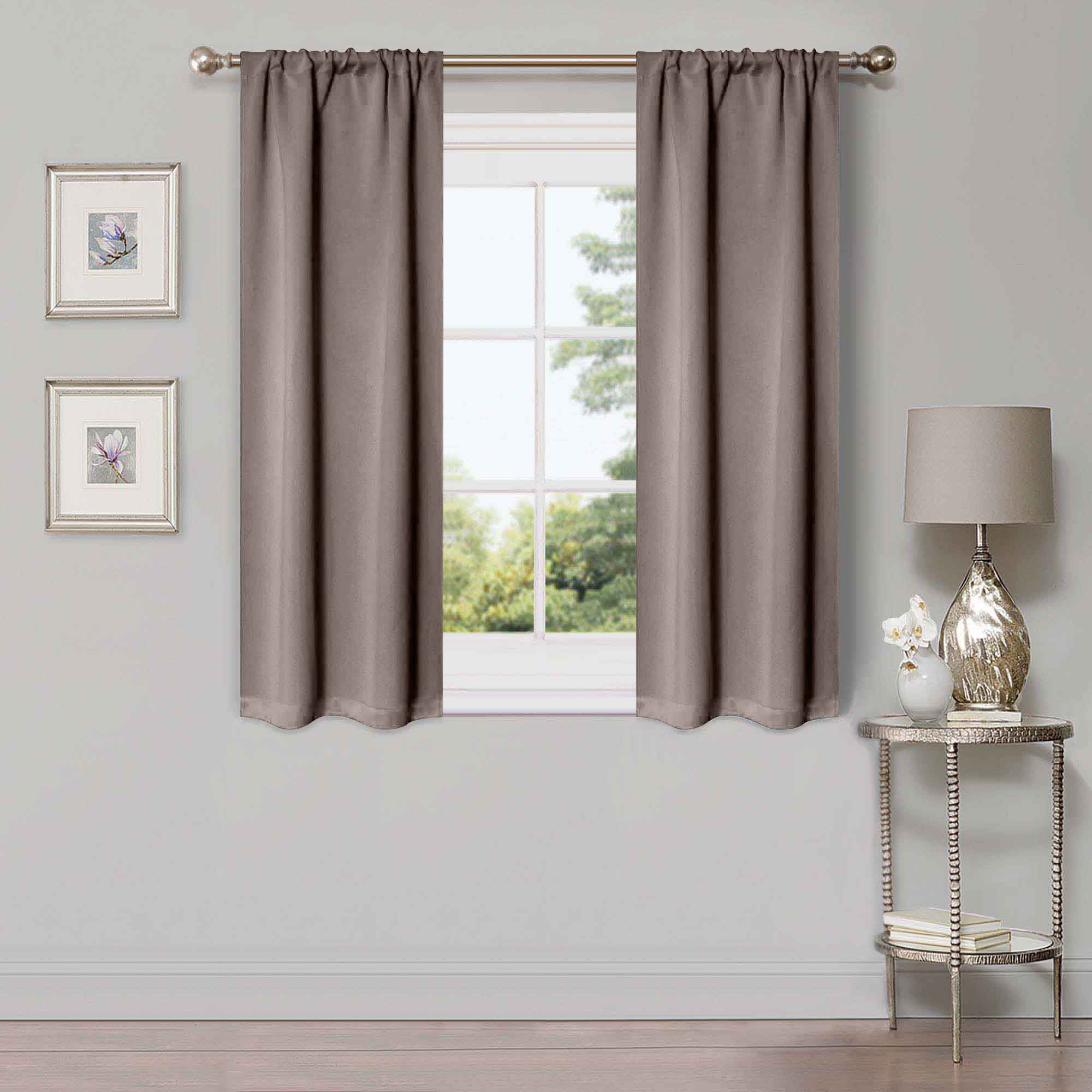 Solid Machine Washable Room Darkening Blackout Curtains, Set of 2 - Blue Nile Mills