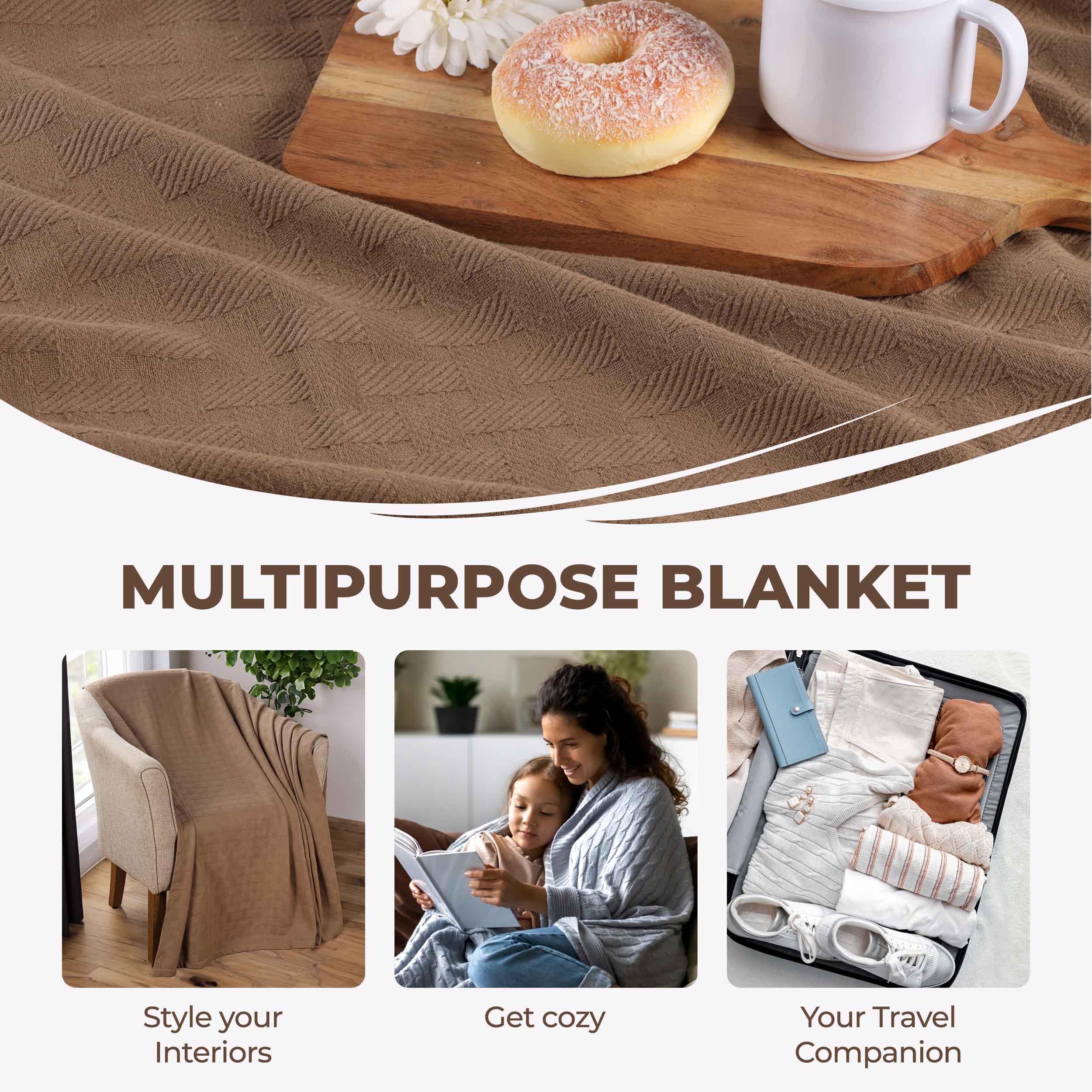 Basketweave All Season Cotton Bed Blanket - Blue Nile Mills