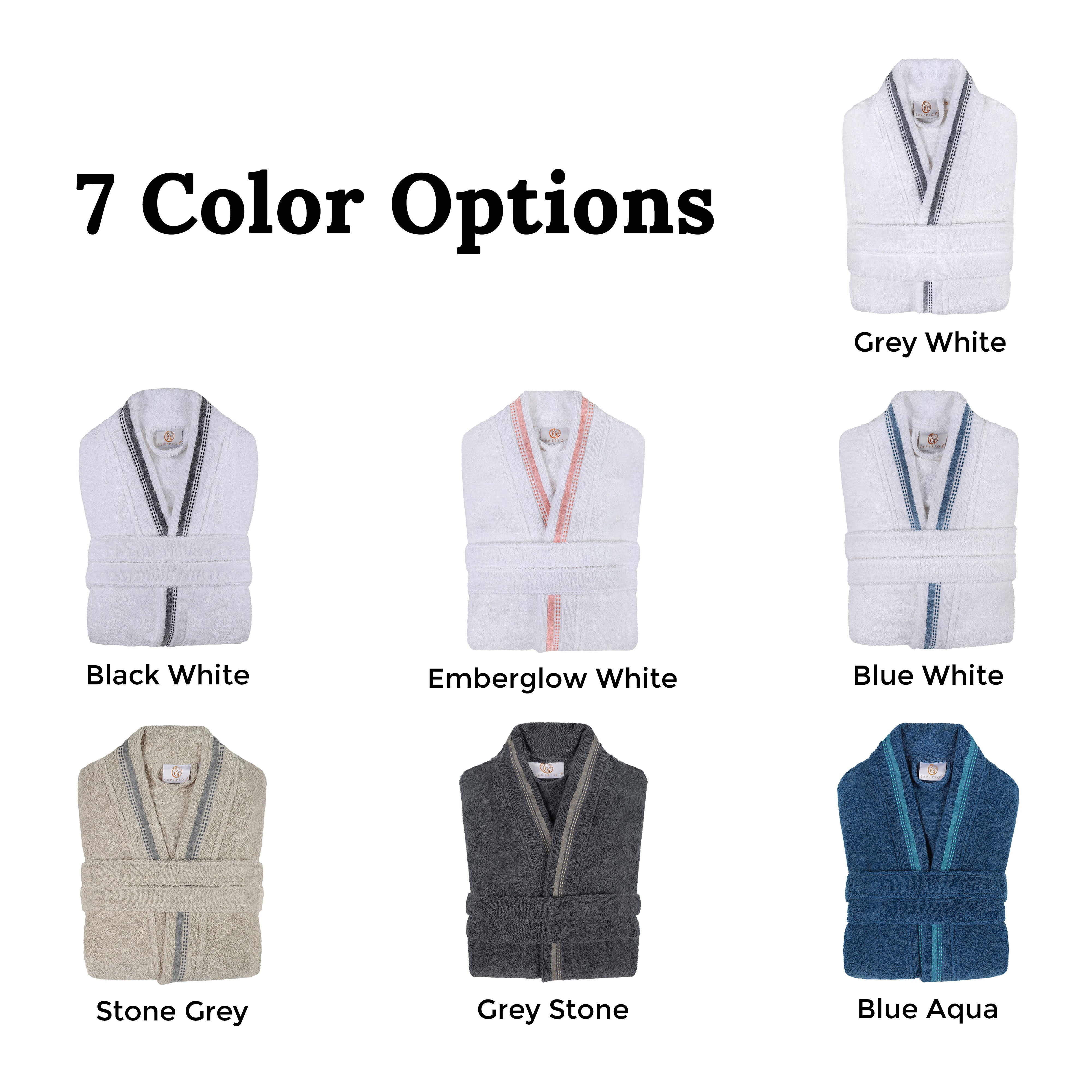 Tinsel Unisex Cotton Terry Kimono Bathrobe with Embroidery - Blue Nile Mills