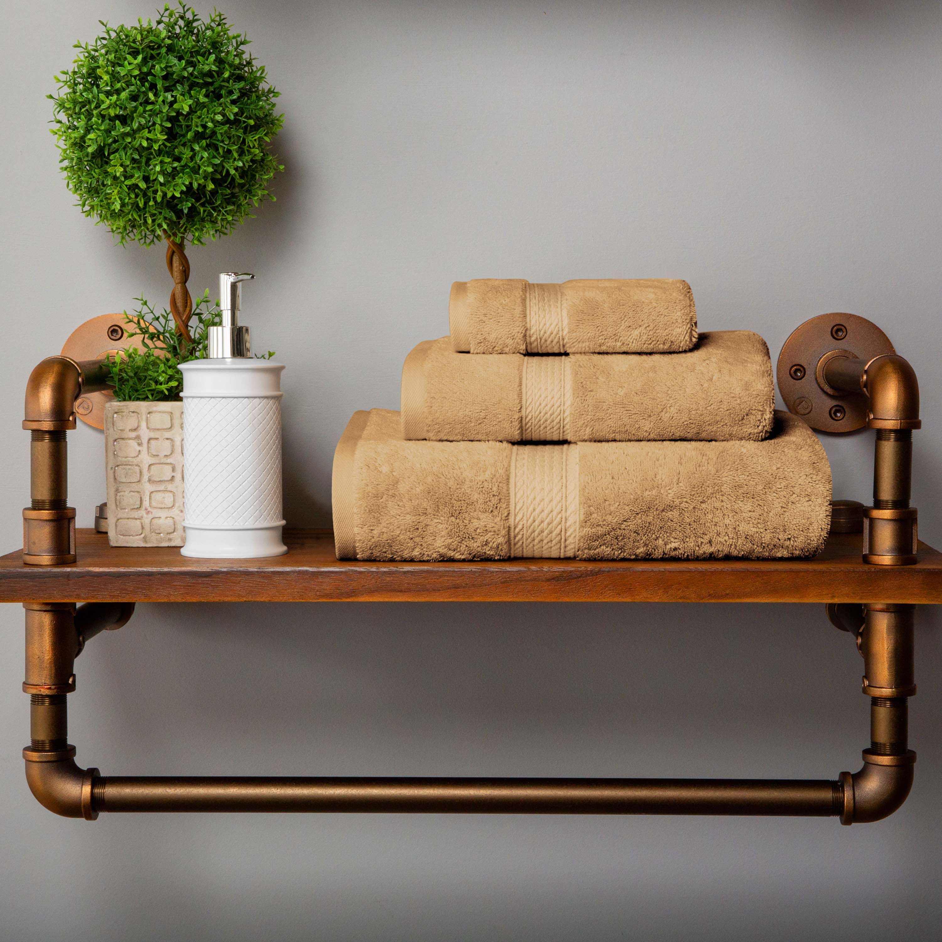 Egyptian Cotton Pile Plush Heavyweight Luxury Soft 3-Piece Towel Set - Blue Nile Mills