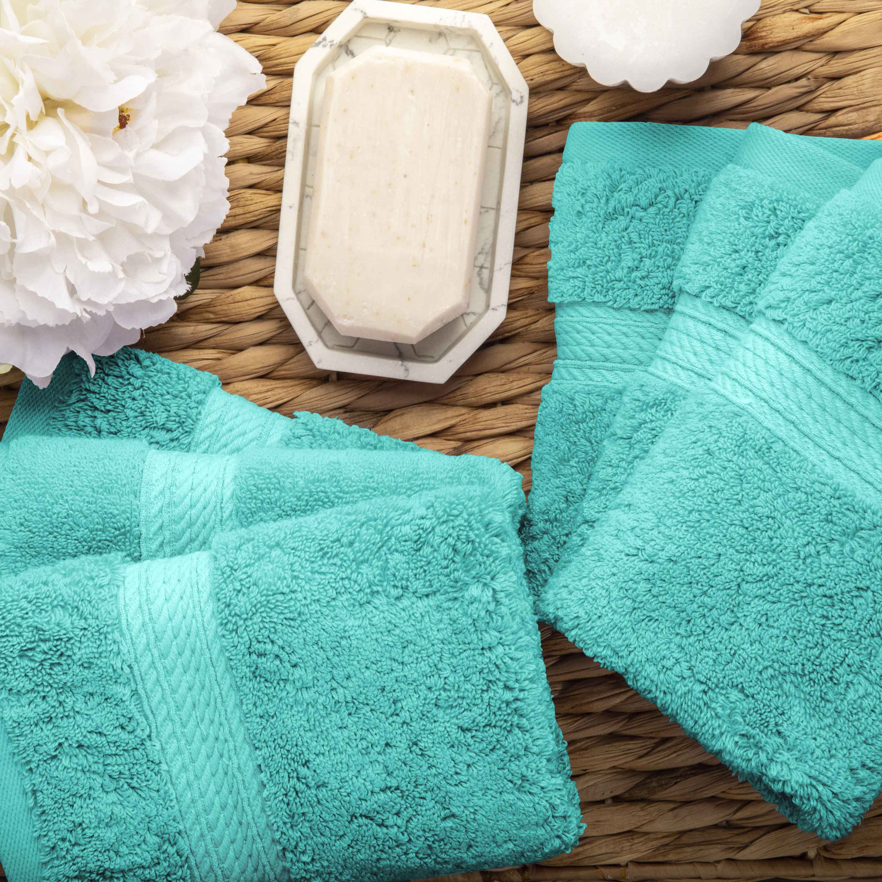 Egyptian Cotton Pile Plush Heavyweight Luxury Soft 8-Piece Towel Set - Blue Nile Mills