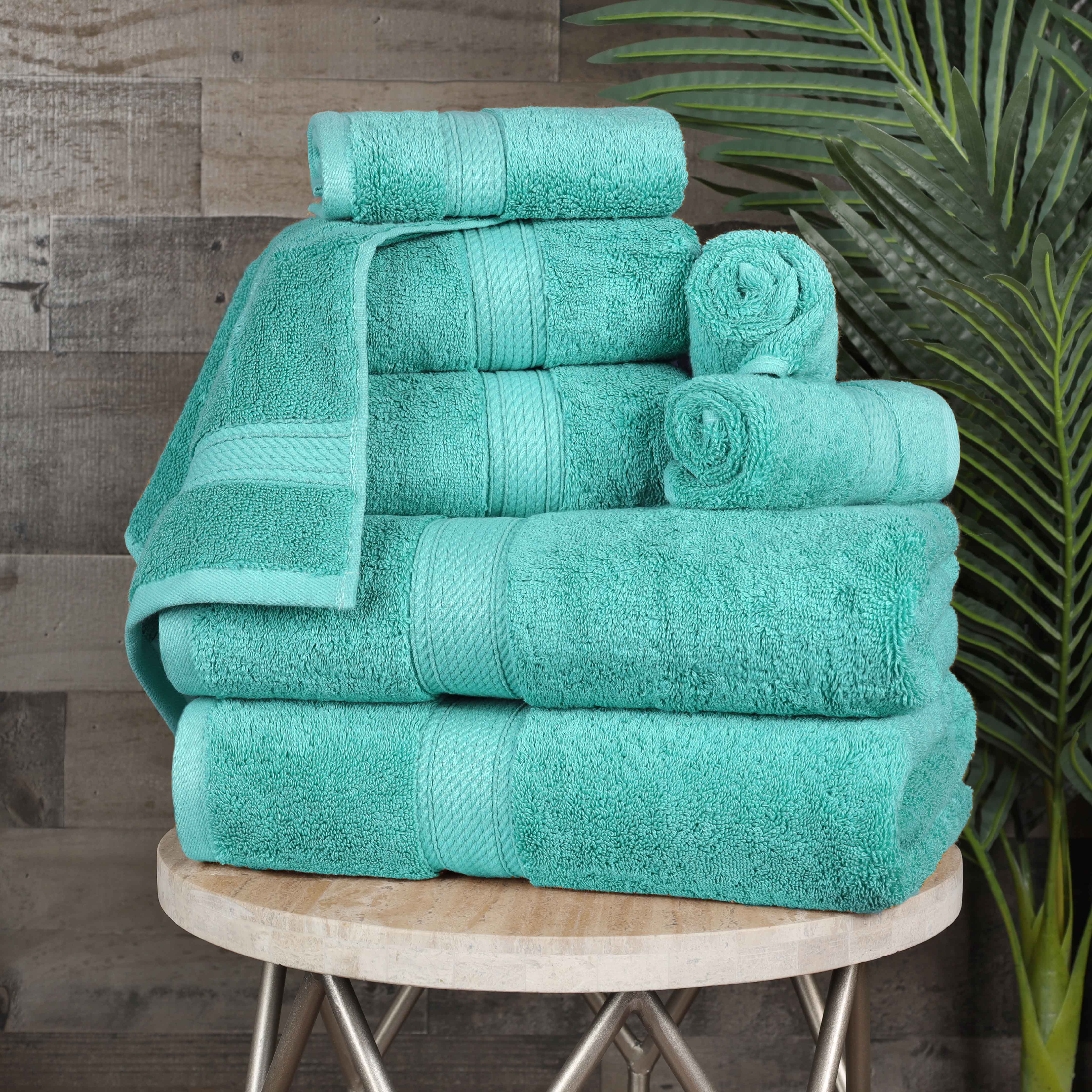 Egyptian Cotton Pile Plush Heavyweight Luxury Soft 8-Piece Towel Set - Blue Nile Mills