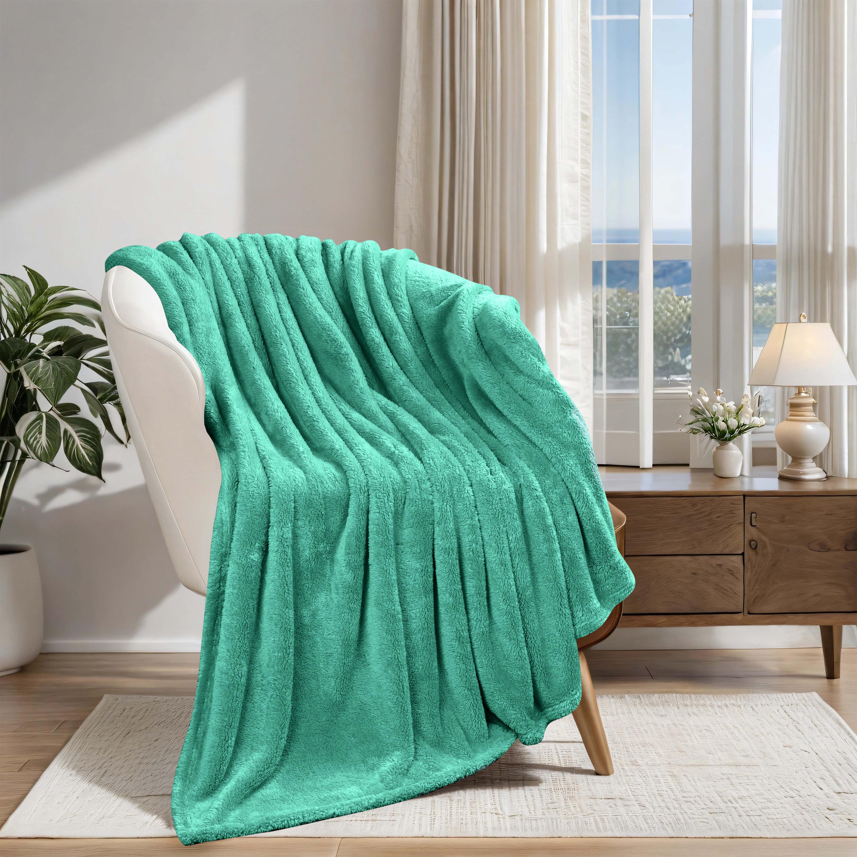 Classic Solid Fleece Plush Medium Weight Fluffy Soft Blanket - Blue Nile Mills