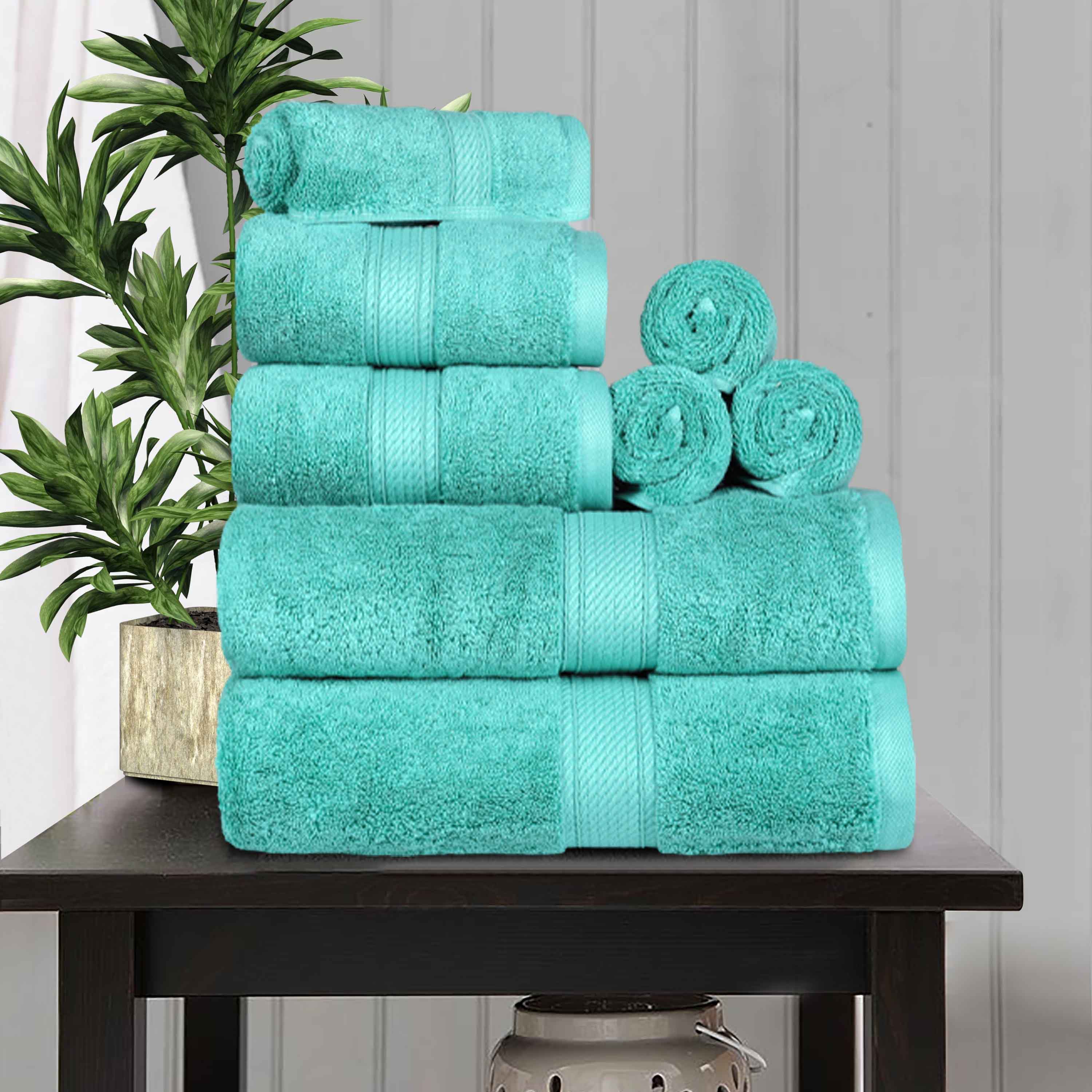 Egyptian Cotton Pile Plush Heavyweight Luxury Soft 8-Piece Towel Set - Blue Nile Mills