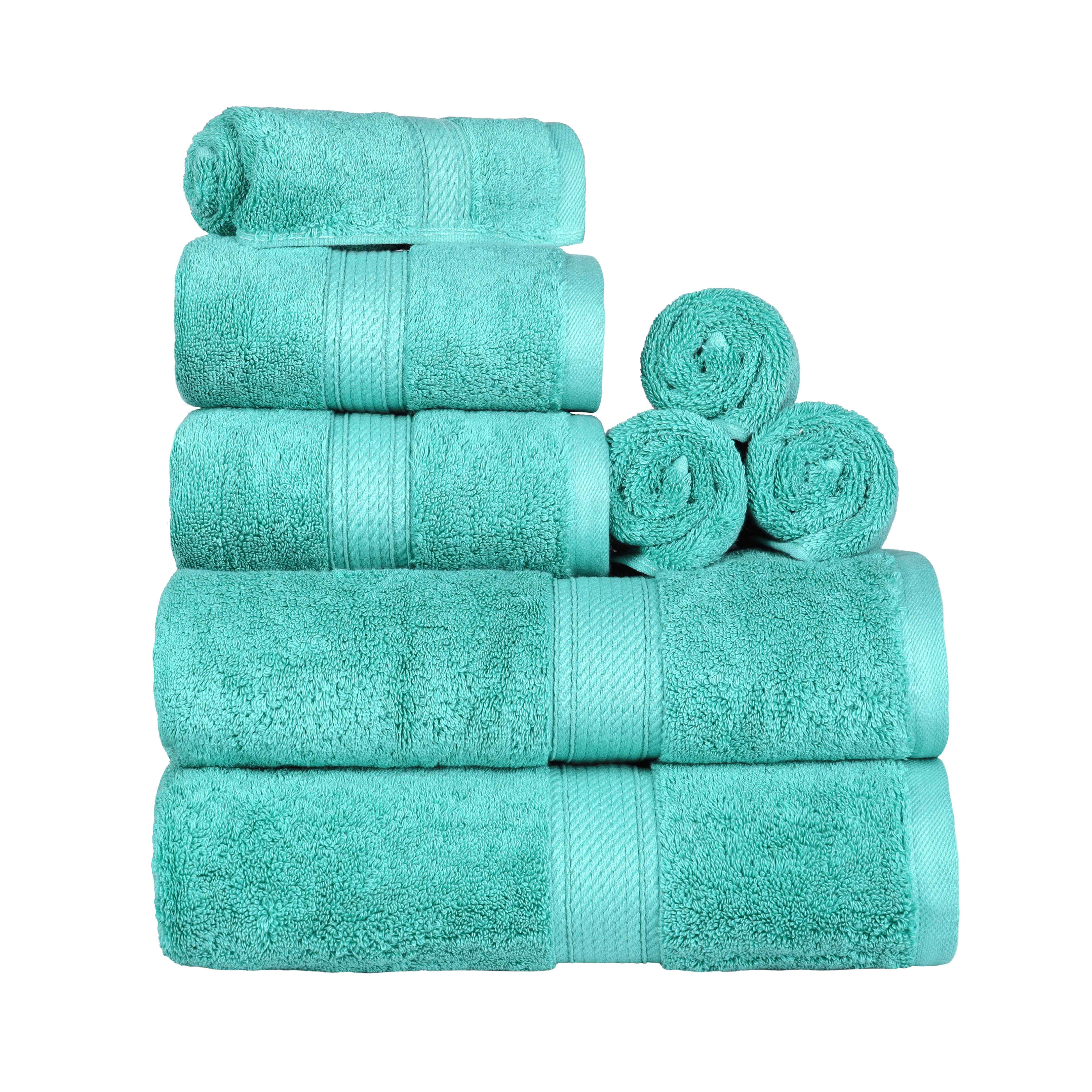Egyptian Cotton Pile Plush Heavyweight Luxury Soft 8-Piece Towel Set - Blue Nile Mills