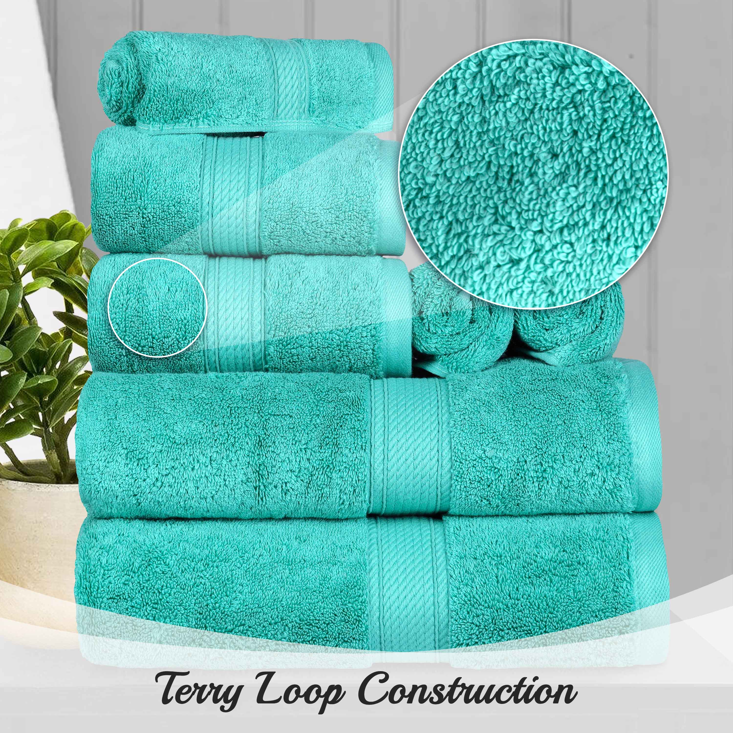 Egyptian Cotton Pile Plush Heavyweight Luxury Soft 8-Piece Towel Set - Blue Nile Mills