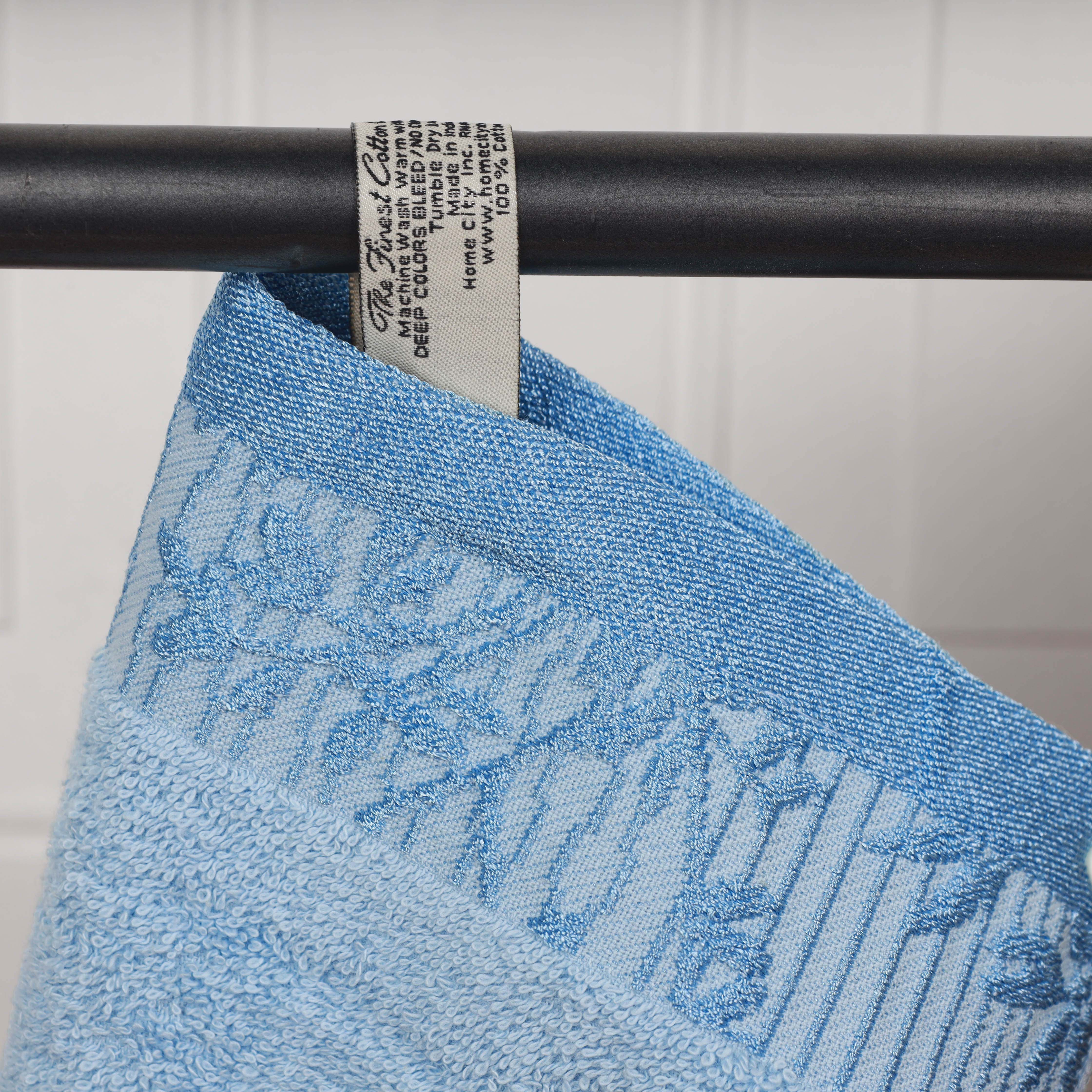 Wisteria Cotton Floral Embroidered Jacquard Border 3-Piece Towel Set - Blue Nile Mills