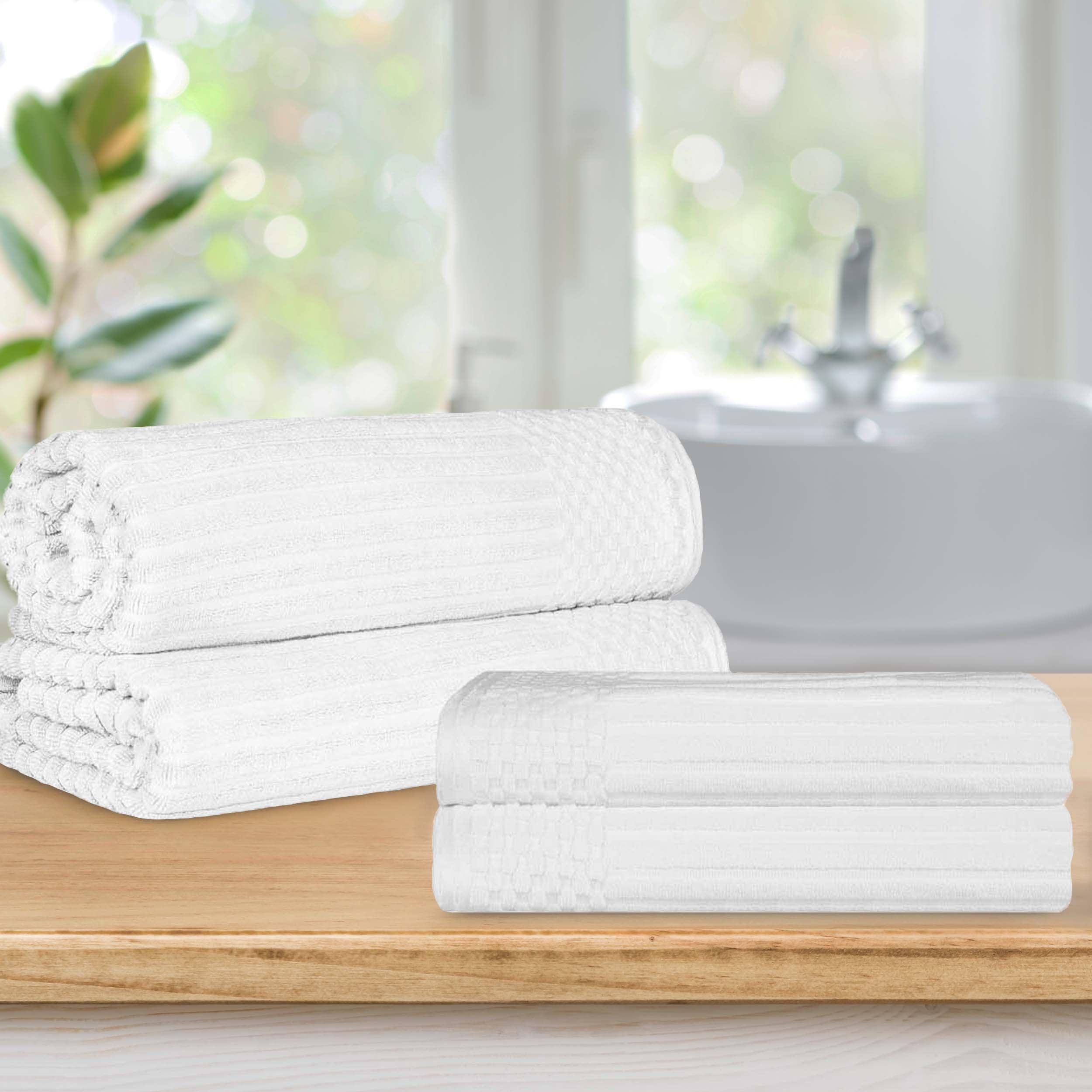 Soho Ribbed Textured Cotton Absorbent Bath Sheet & Bath Towel Set - Blue Nile Mills