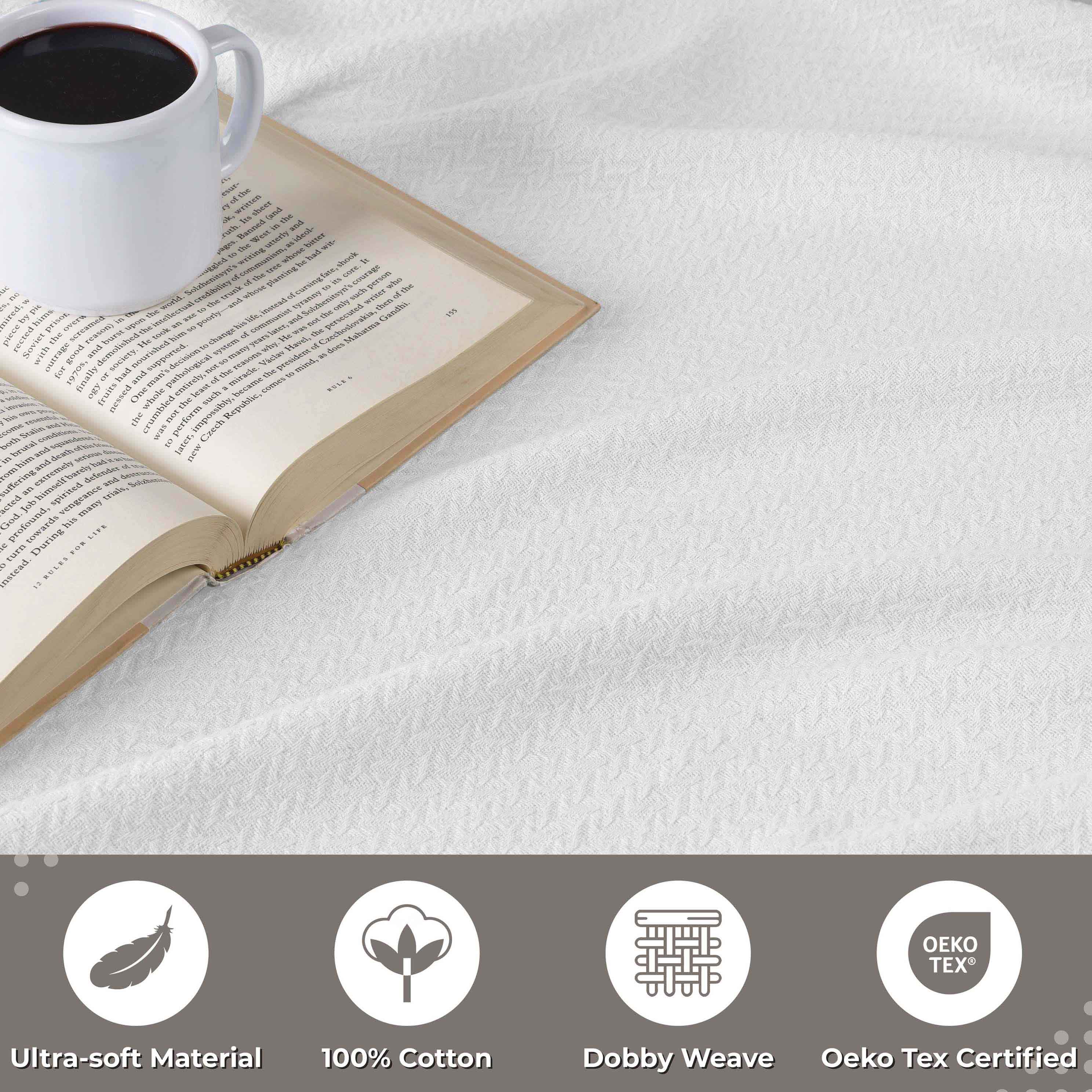 Nobel Cotton Textured Chevron Lightweight Woven Blanket - Blue Nile Mills