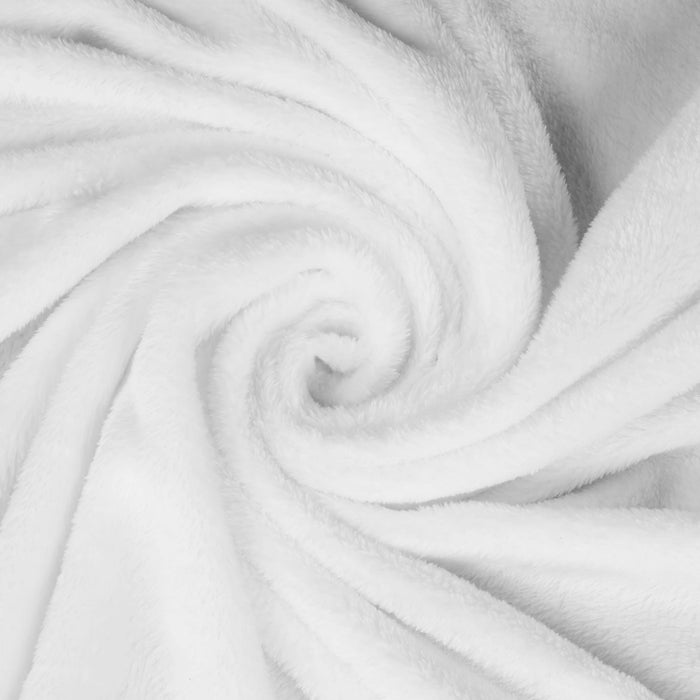 Fleece Plush Medium Weight Fluffy Decorative Blanket Or Throw - White