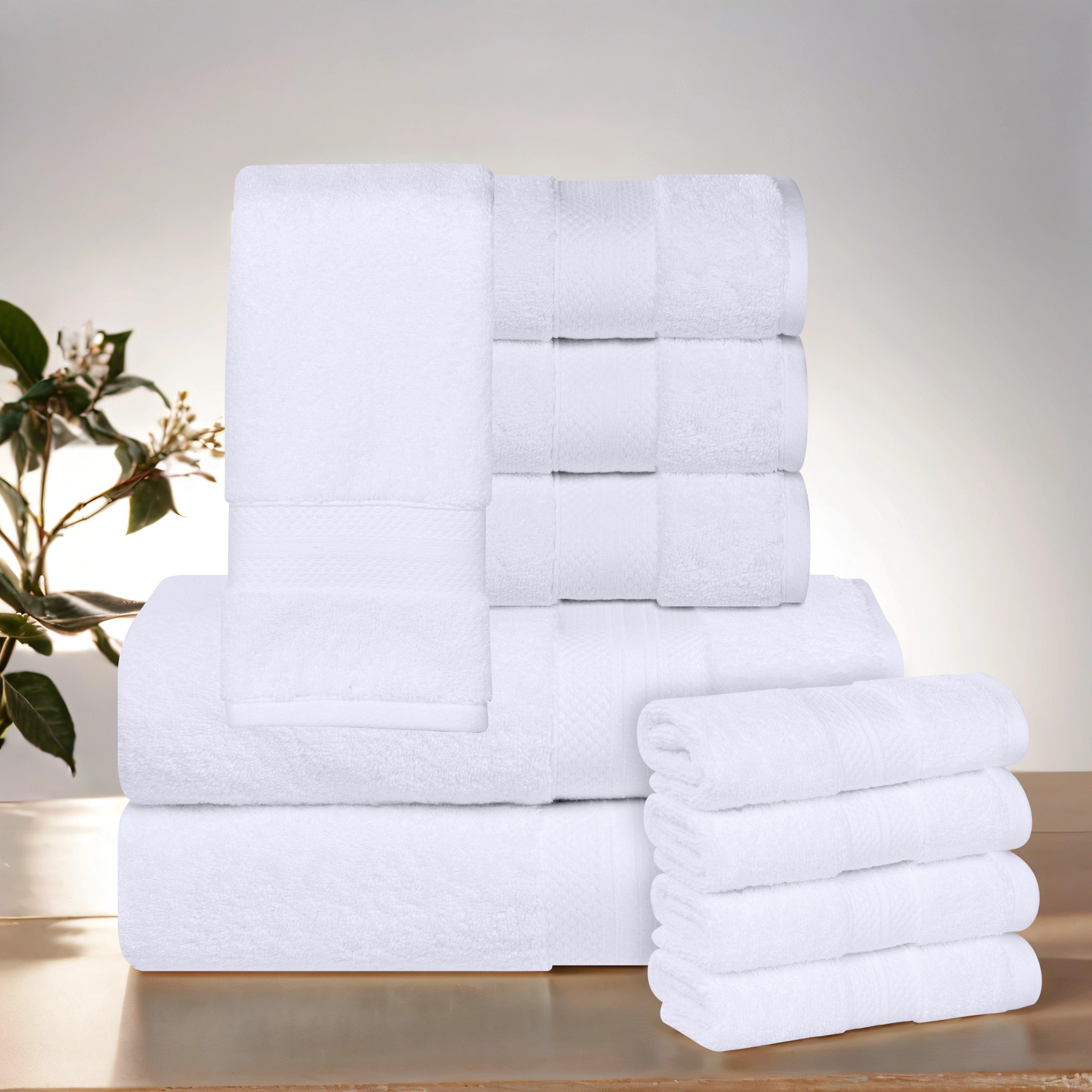 Aria Turkish Cotton Solid 10-Piece Heavyweight Towel Set - Blue Nile Mills