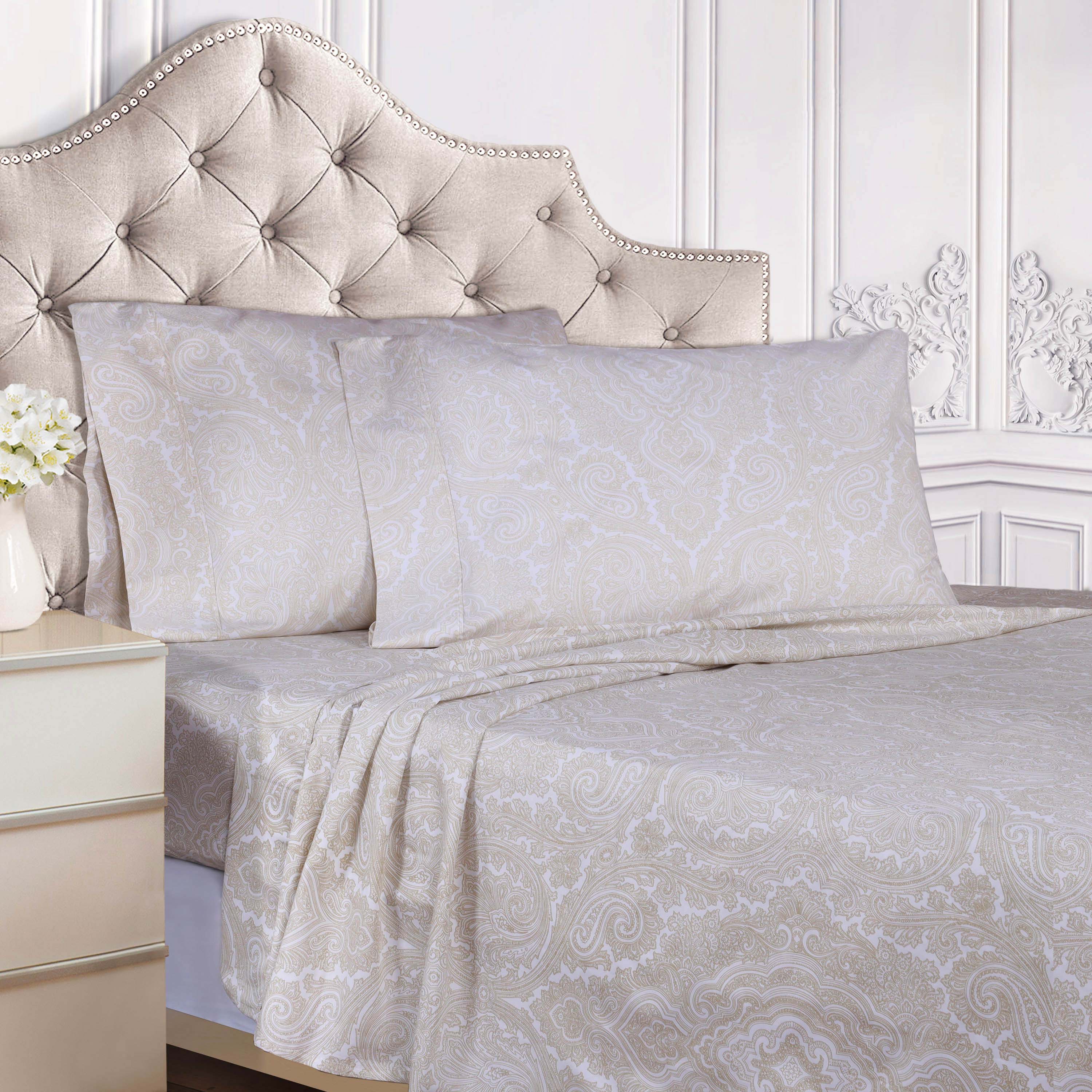 Italian Paisley Cotton Blend 600 Thread Count Deep Pocket Sheet Set - Blue Nile Mills
