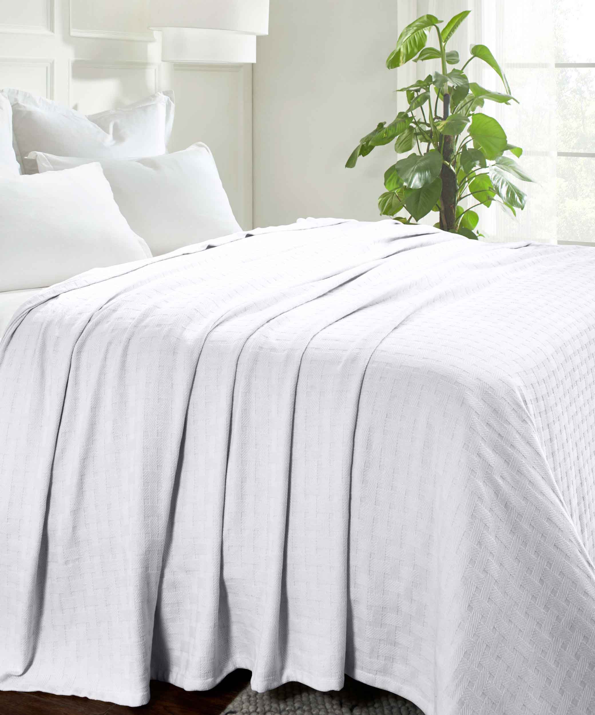 Basketweave All Season Cotton Bed Blanket - Blue Nile Mills