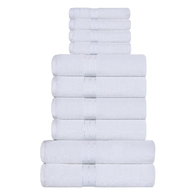 Turkish Cotton Ultra-Plush Solid 10-Piece Highly Absorbent Towel Set - Blue Nile Mills