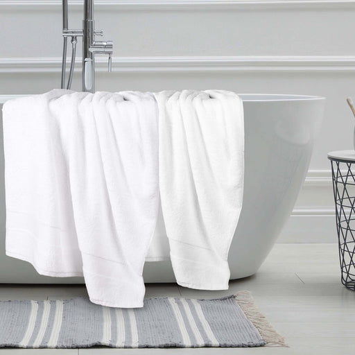 Niles Egypt Produced Giza Cotton Dobby Ultra-Plush Bath Sheet Set of 2 - White
