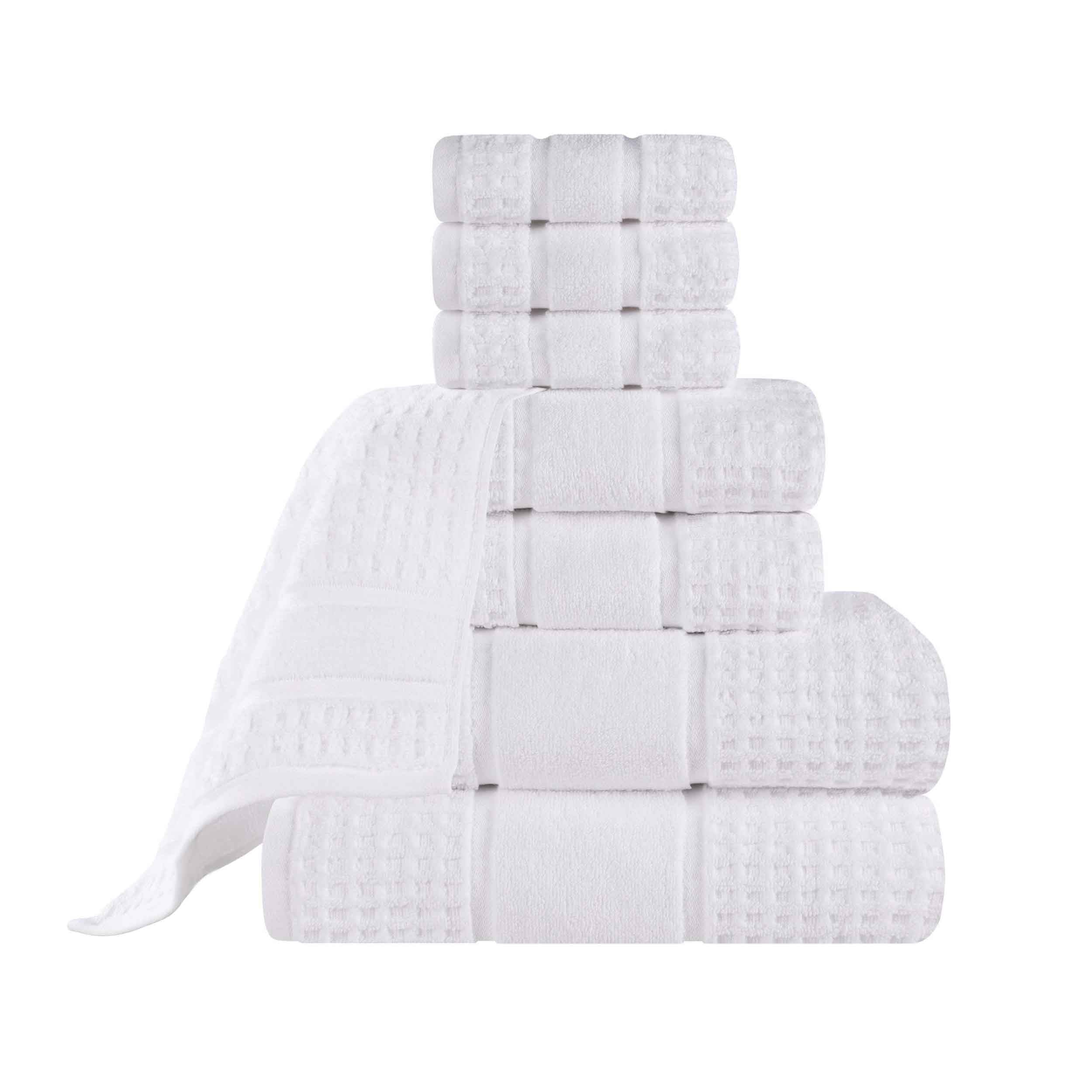 Zero Twist Cotton Waffle Honeycomb Soft Absorbent 8-Piece Towel Set - Blue Nile Mills