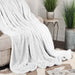 Reversible Jacquard Lattice Fleece Plush Sherpa Blanket - White