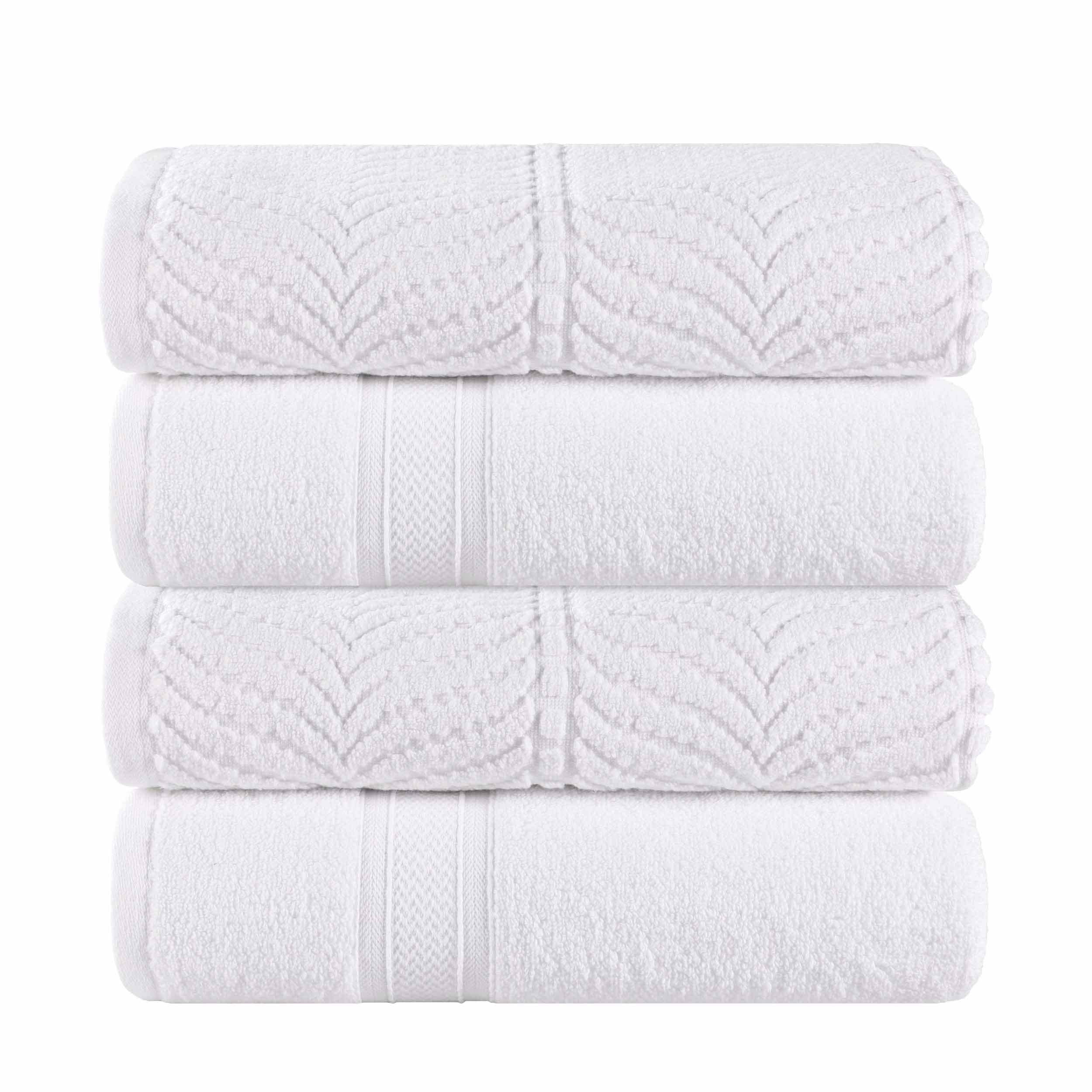 Zero Twist Cotton Solid & Jacquard Elegant Chevron Bath Towel Set of 4 - Blue Nile Mills