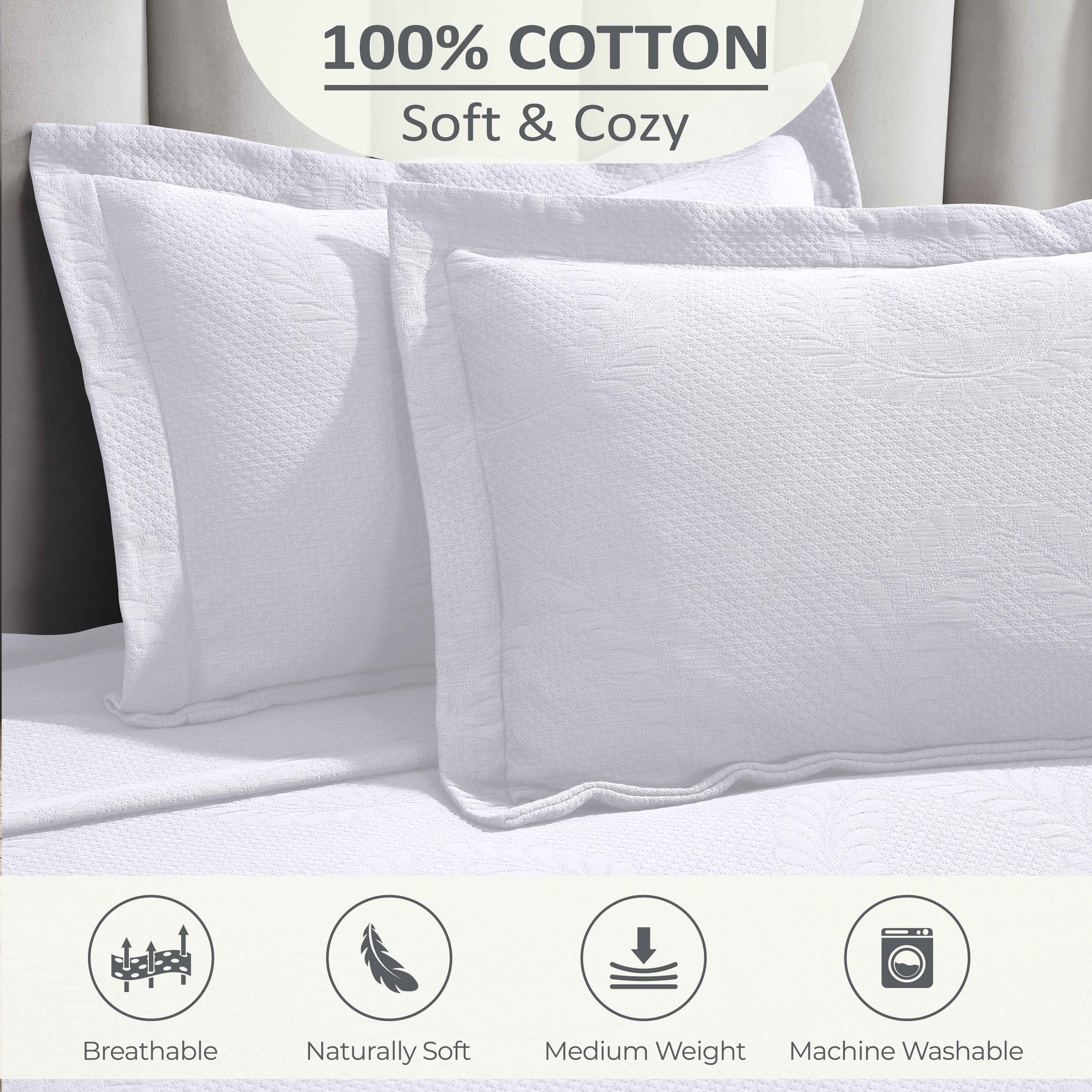 Peploi Cotton Medium Weight Matelasse Bedspread and Sham Set - Blue Nile Mills