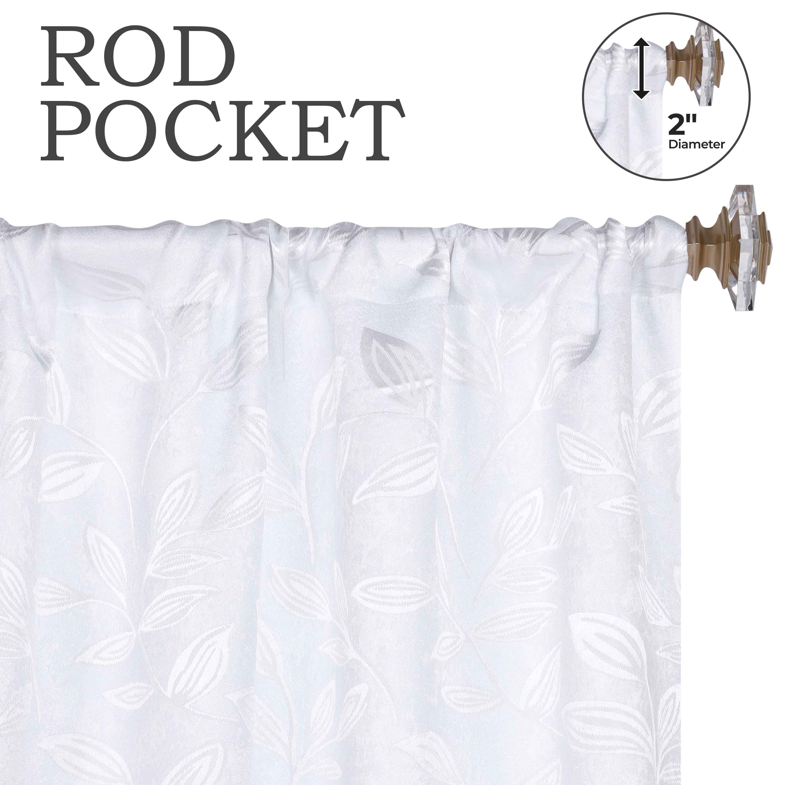Leaves Rod Pocket Room Darkening Blackout Curtains, Set of 2 - Blue Nile Mills
