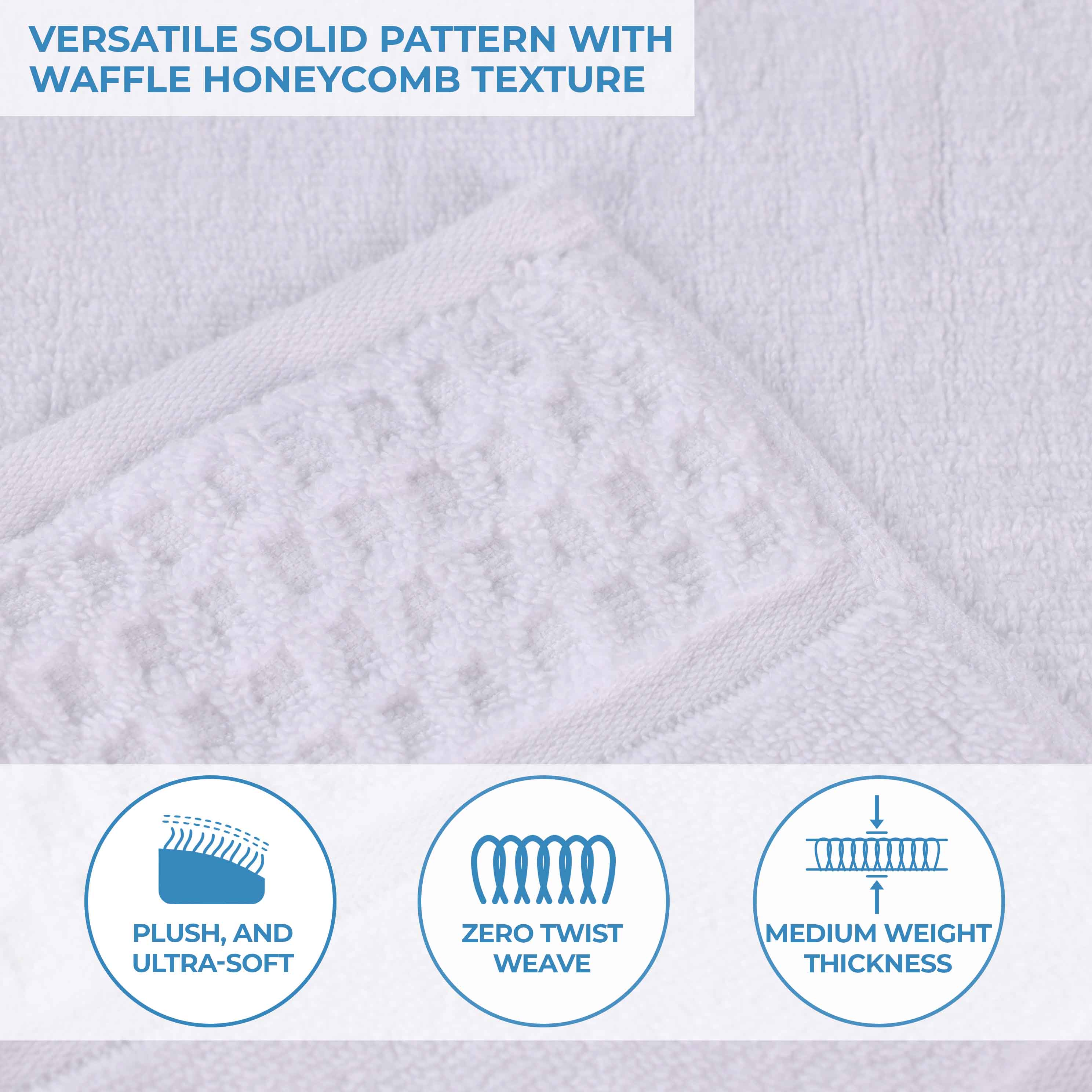 Zero Twist Cotton Waffle Honeycomb Soft Absorbent 12-Piece Towel Set - Blue Nile Mills