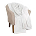 Reversible Jacquard Lattice Fleece Plush Sherpa Blanket - White