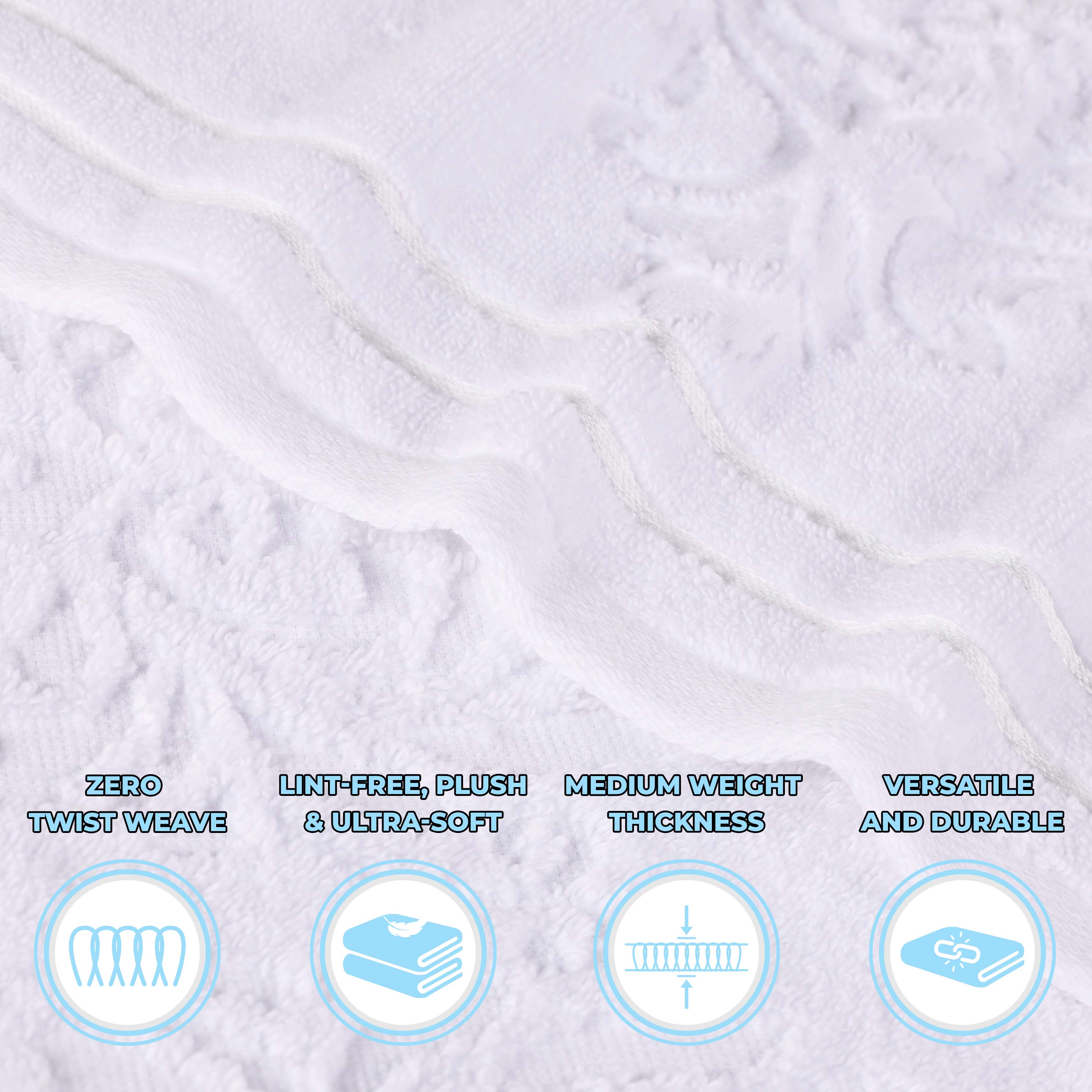 Sadie Zero Twist Cotton Solid and Jacquard Floral Hand Towel Set of 6 - Blue Nile Mills