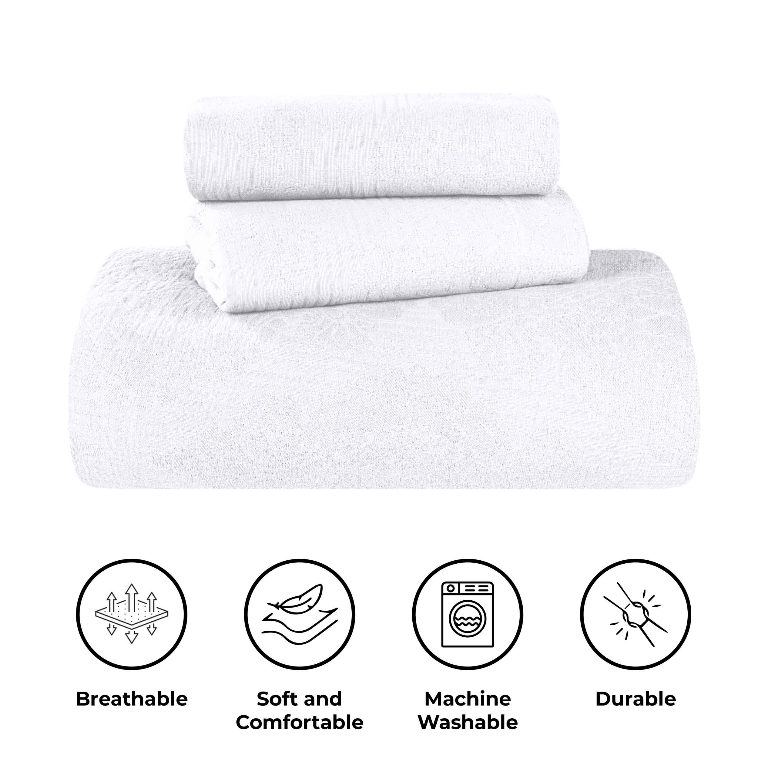 Victory Cotton Matelasse Scrolling Medallion Airy Bedspread Set - Blue Nile Mills