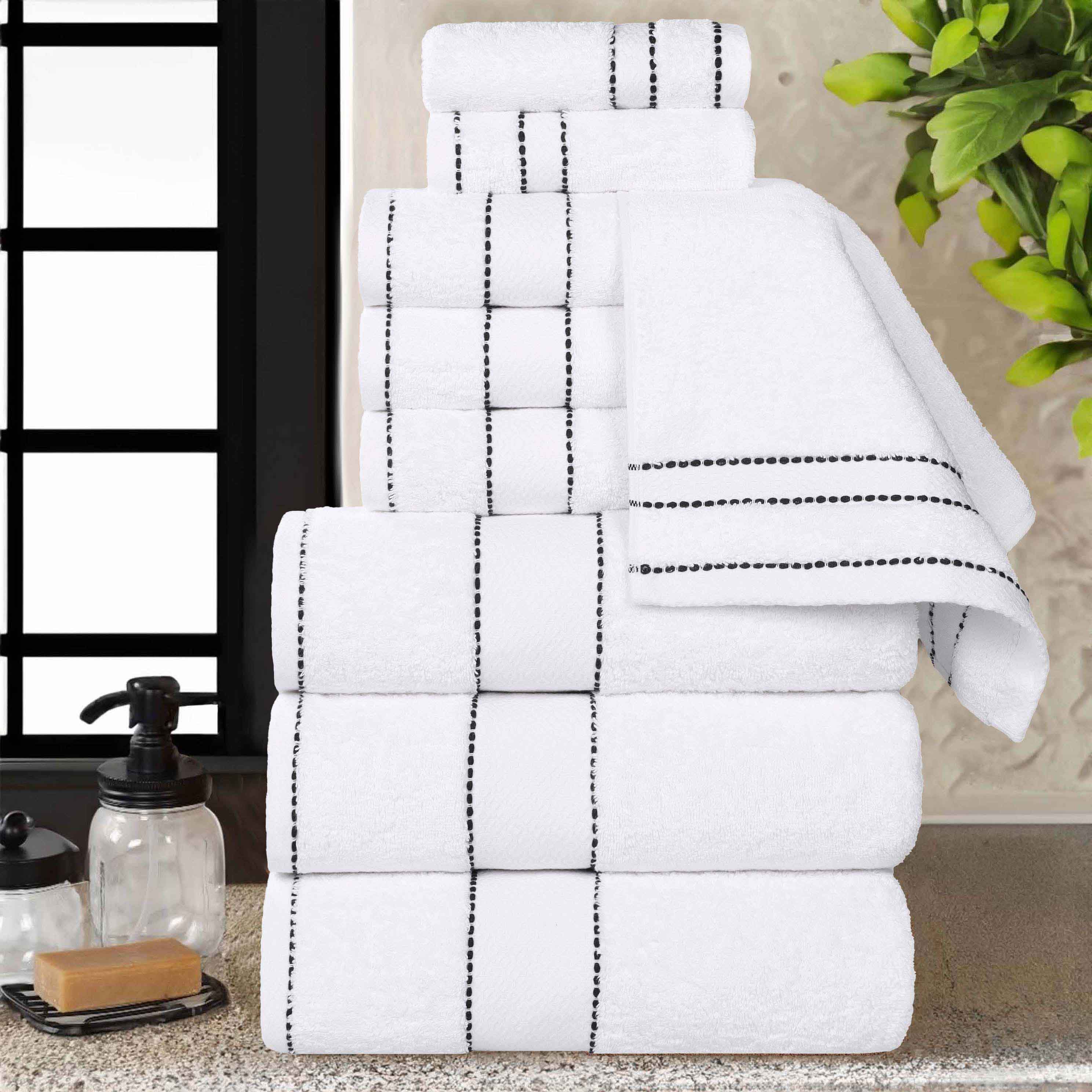 Niles Egypt Produced Giza Cotton Dobby Absorbent 9 Piece Towel Set - Blue Nile Mills