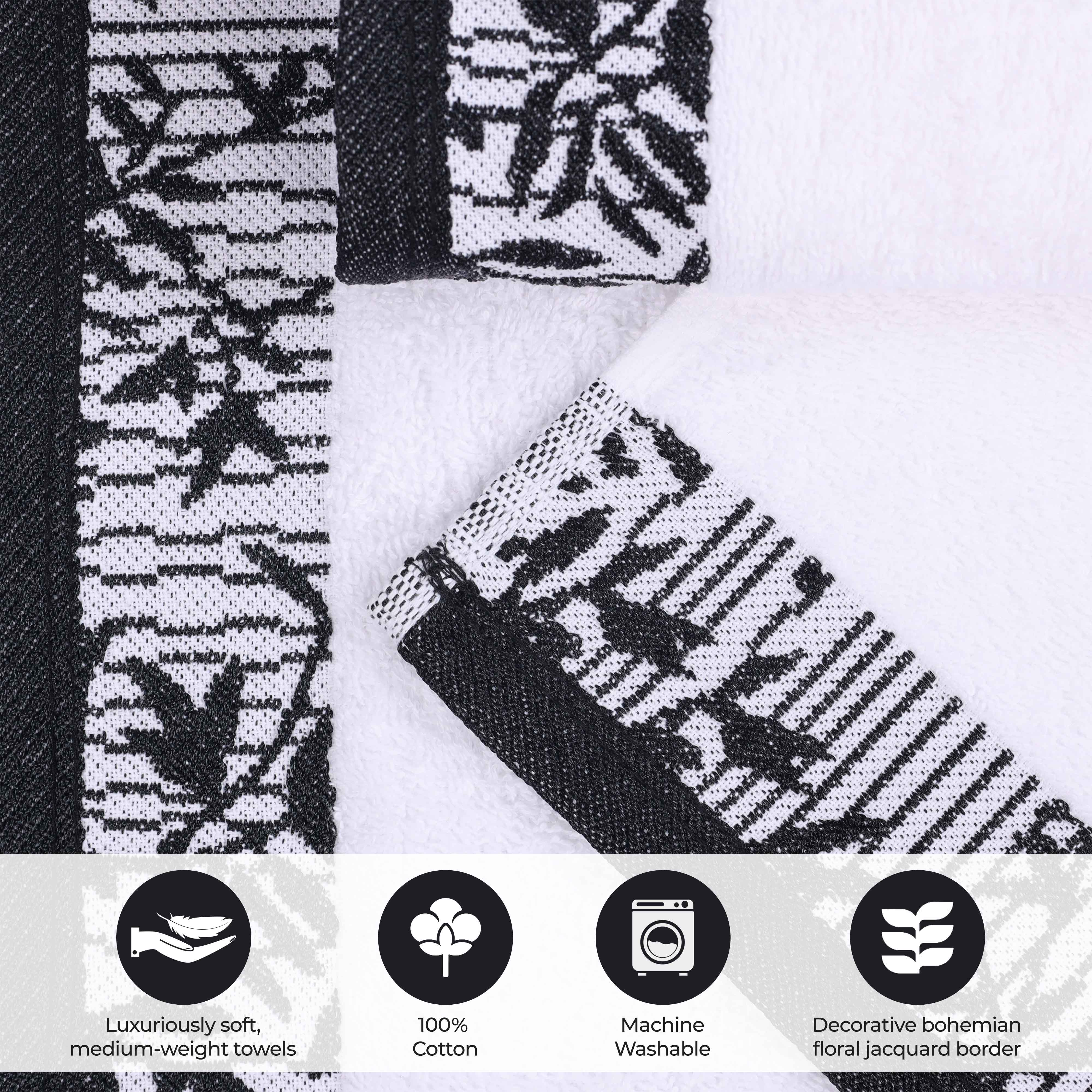 Wisteria Cotton Floral Embroidered Jacquard Border 6-Piece Towel Set - Blue Nile Mills