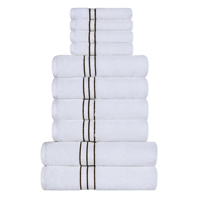 Turkish Cotton Ultra-Plush Solid 10-Piece Highly Absorbent Towel Set - Blue Nile Mills