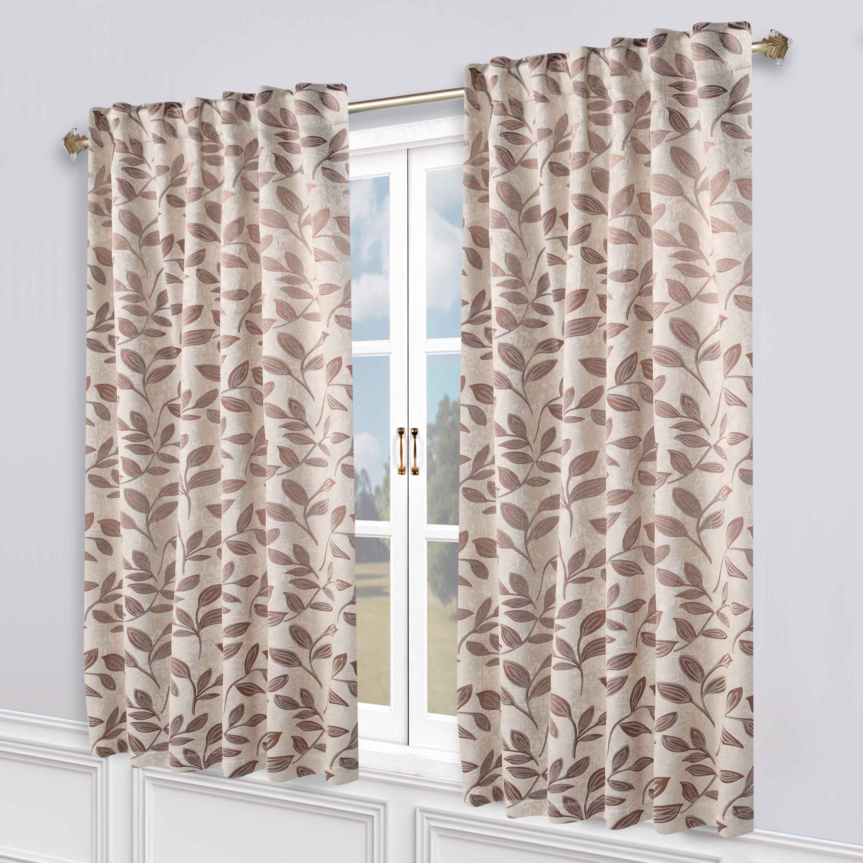 Superior Leaves Room Darkening Back Tab Blackout Curtains Panel Set - Blue Nile Mills