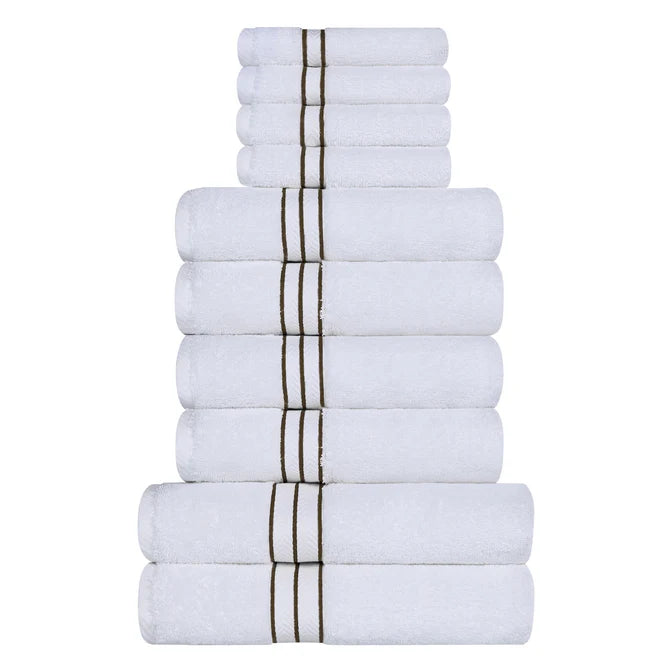Turkish Cotton Ultra-Plush Solid 10-Piece Highly Absorbent Towel Set - Blue Nile Mills