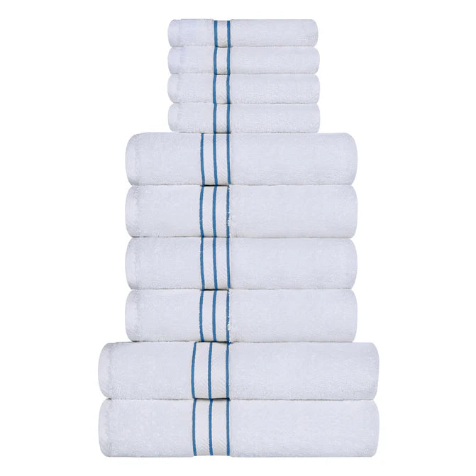 Turkish Cotton Ultra-Plush Solid 10-Piece Highly Absorbent Towel Set - Blue Nile Mills