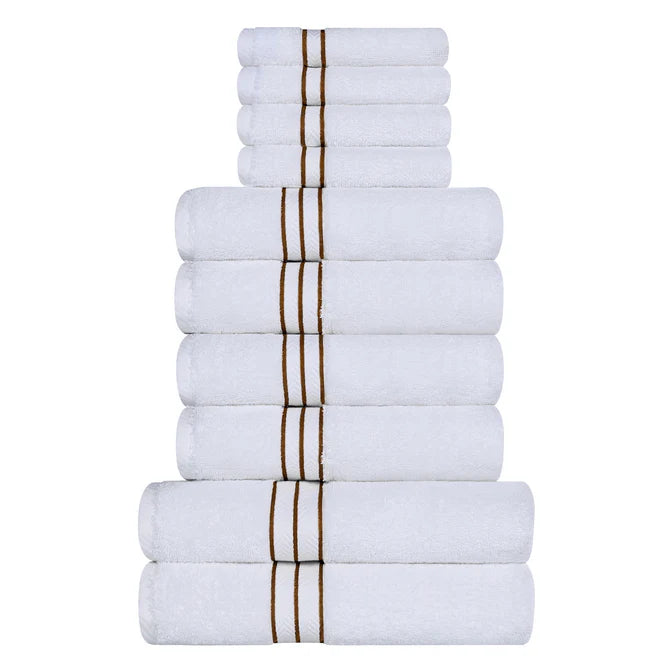 Turkish Cotton Ultra-Plush Solid 10-Piece Highly Absorbent Towel Set - Blue Nile Mills