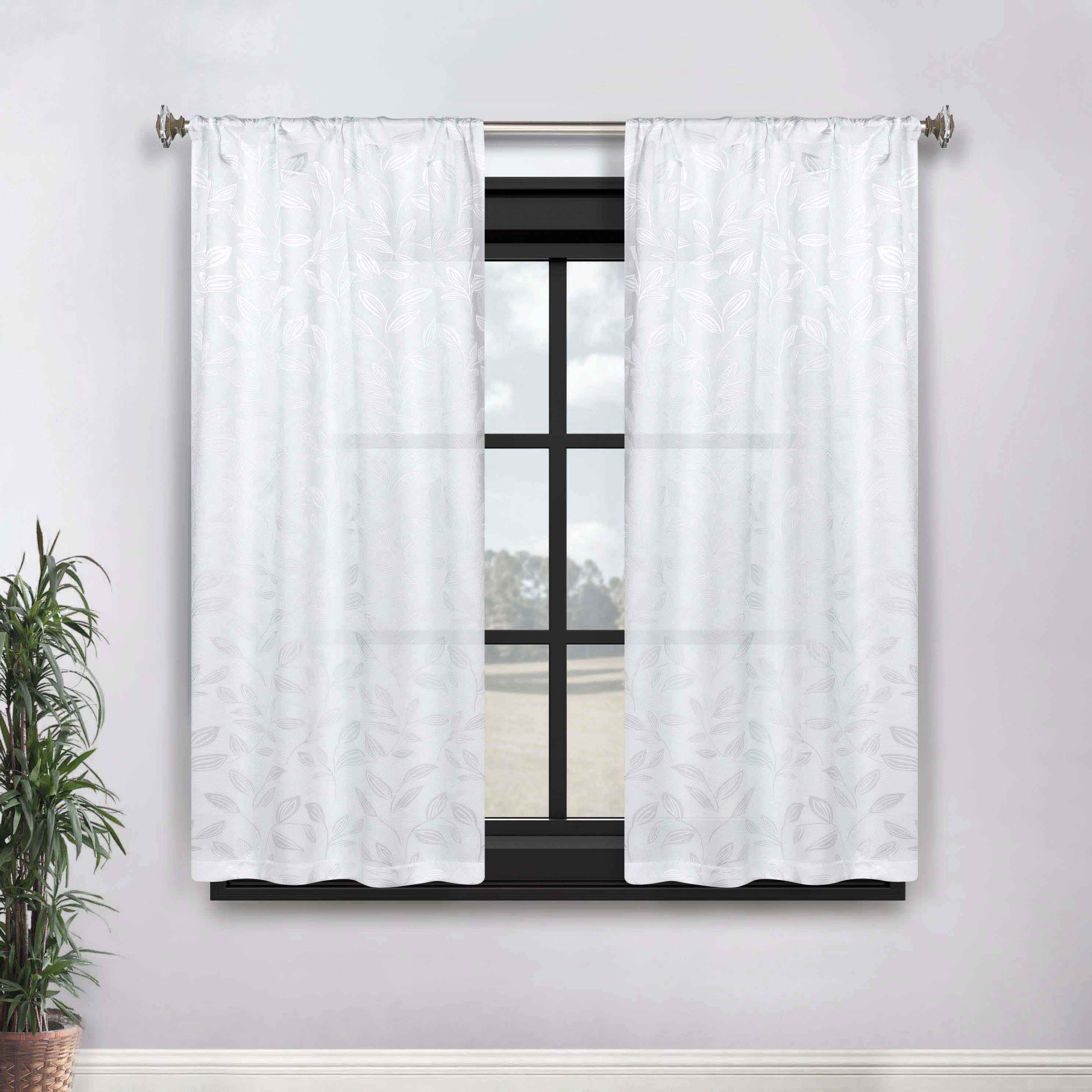 Leaves Rod Pocket Room Darkening Blackout Curtains, Set of 2 - Blue Nile Mills