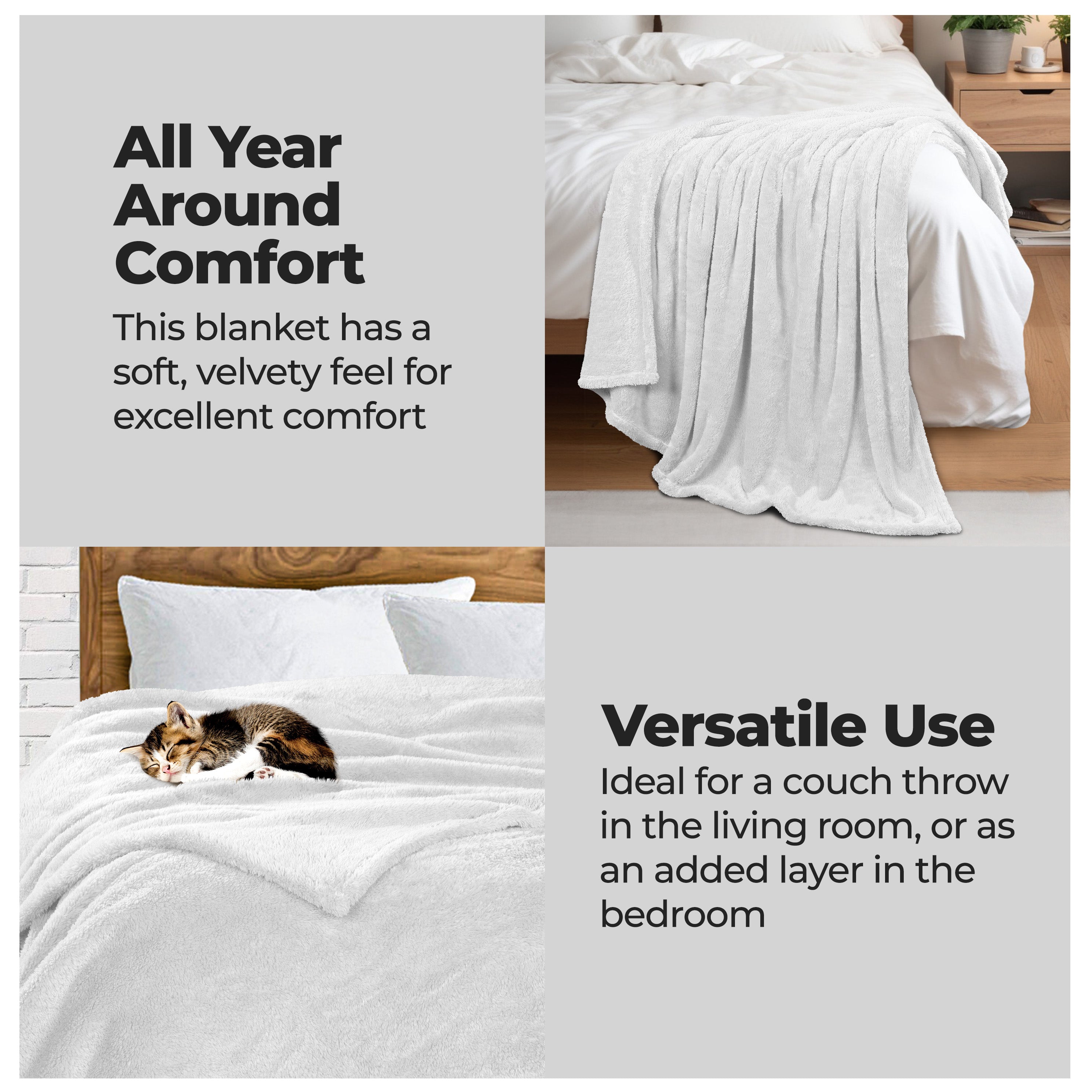 Classic Solid Fleece Plush Medium Weight Fluffy Soft Blanket - Blue Nile Mills