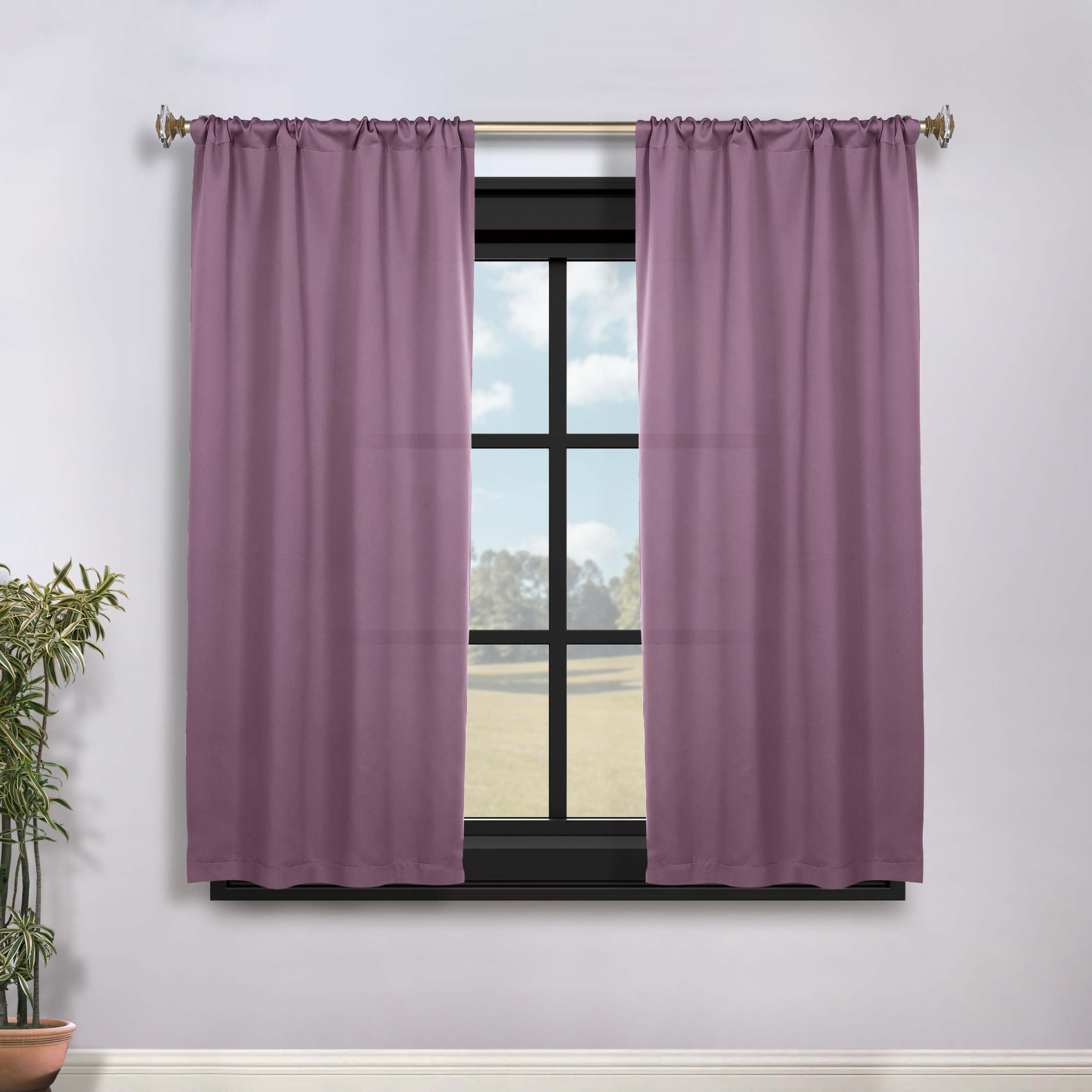 Solid Machine Washable Room Darkening Blackout Curtains, Set of 2 - Blue Nile Mills