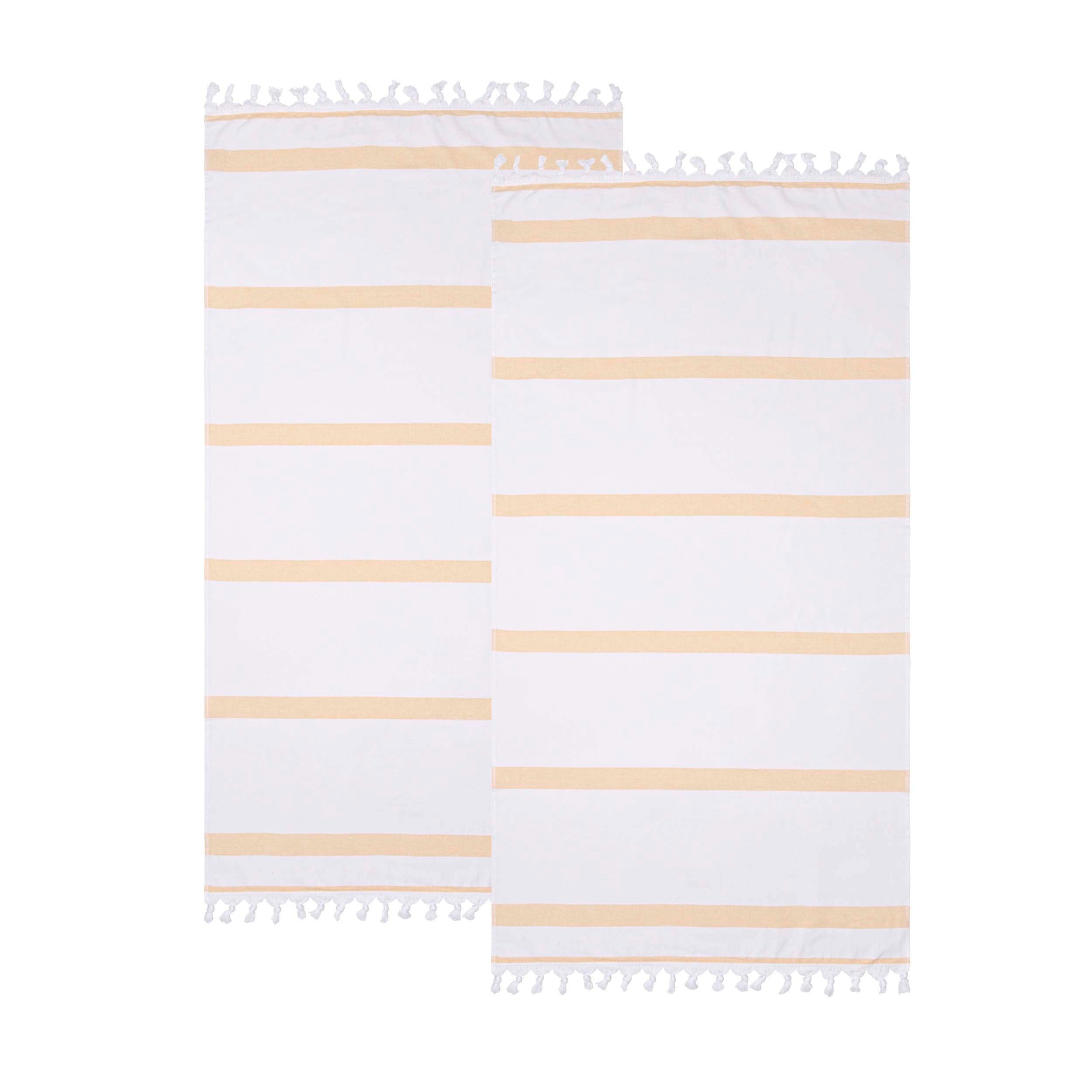 Tropical Cabana Stripe Fouta 2 Piece Beach Towel with Tassels - Blue Nile Mills