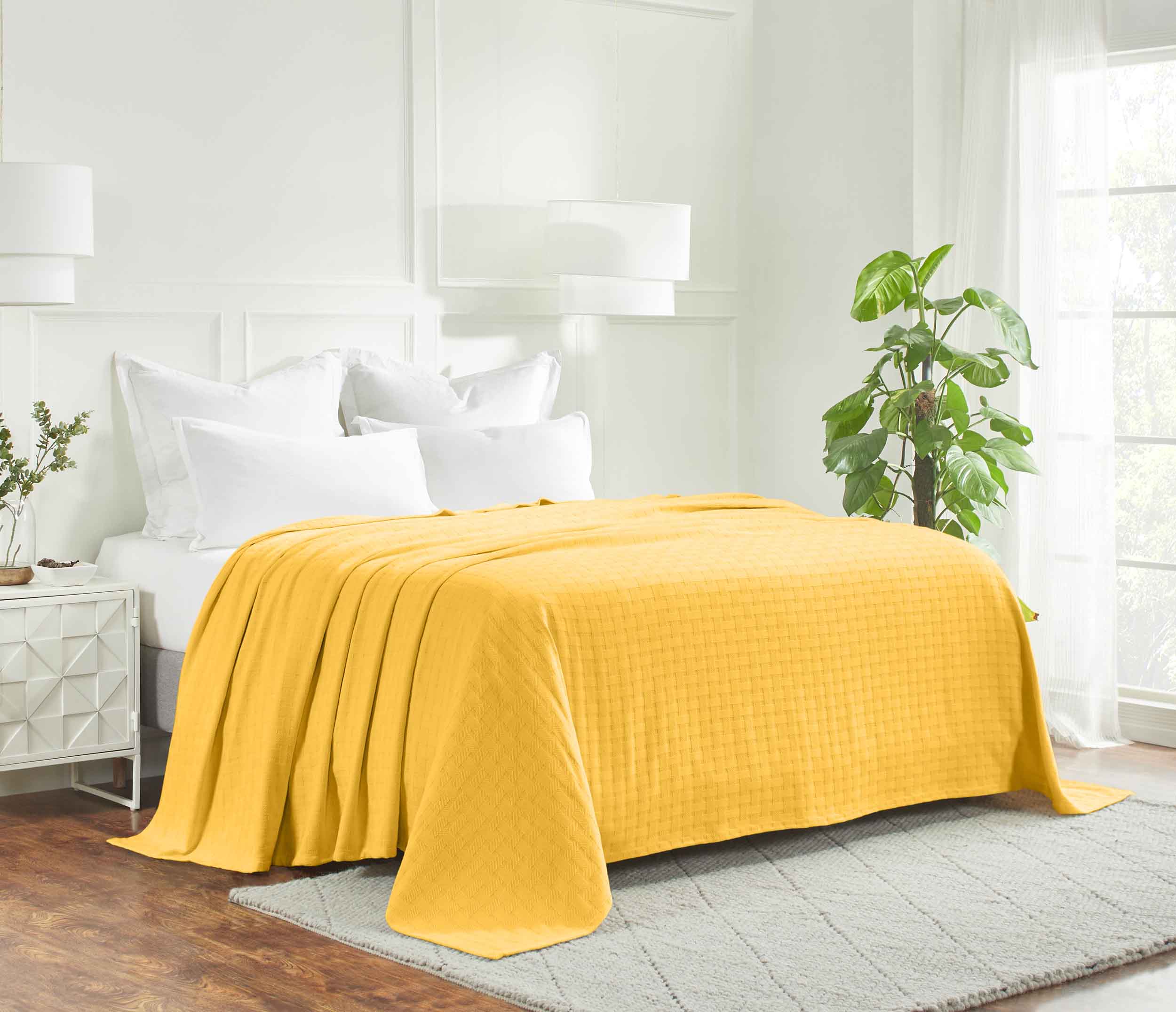 Basketweave All Season Cotton Bed Blanket - Blue Nile Mills