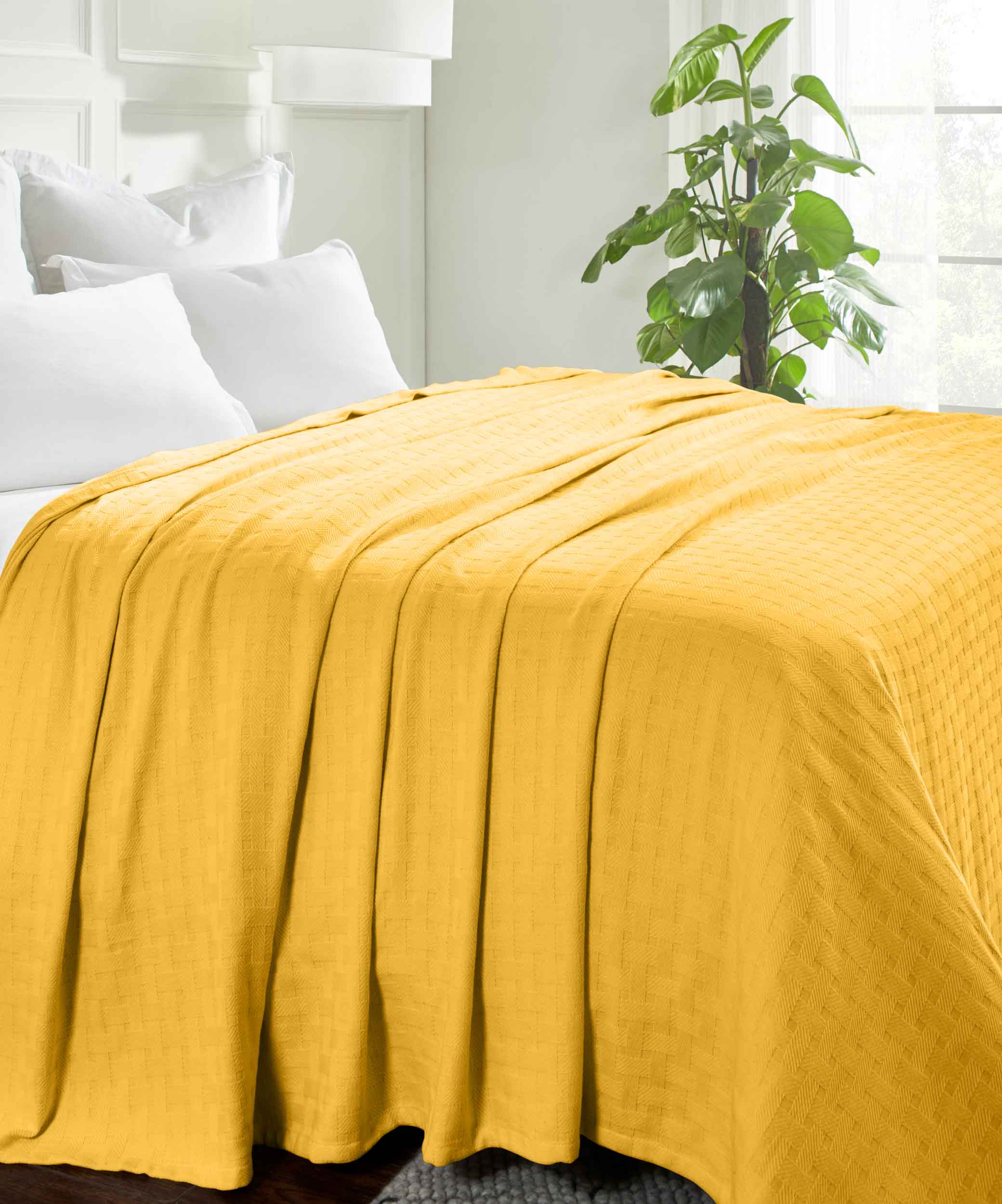 Basketweave All Season Cotton Bed Blanket - Blue Nile Mills
