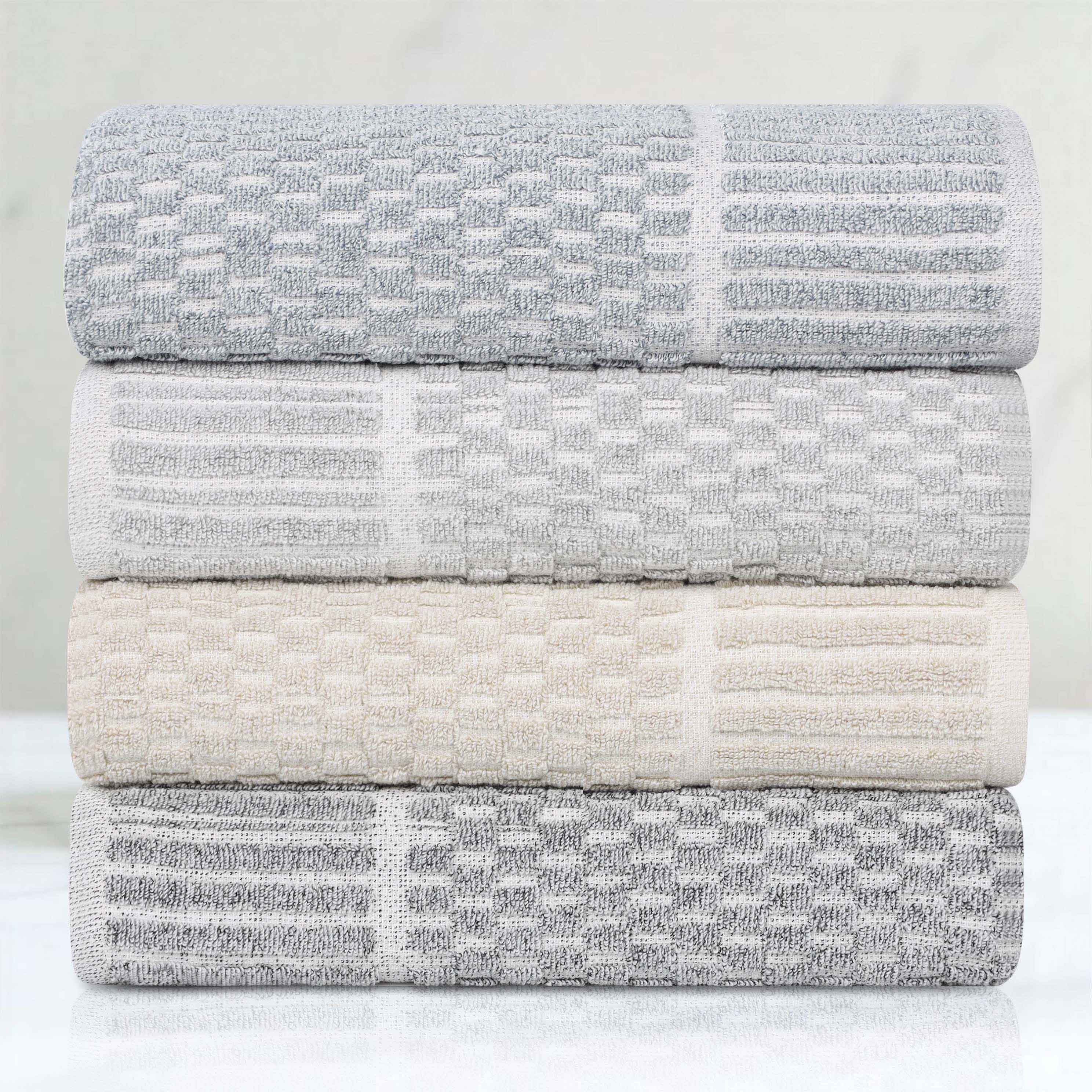 Juno Cotton Blend Medium Weight Checkered Border 3 Piece Towel Set - Blue Nile Mills