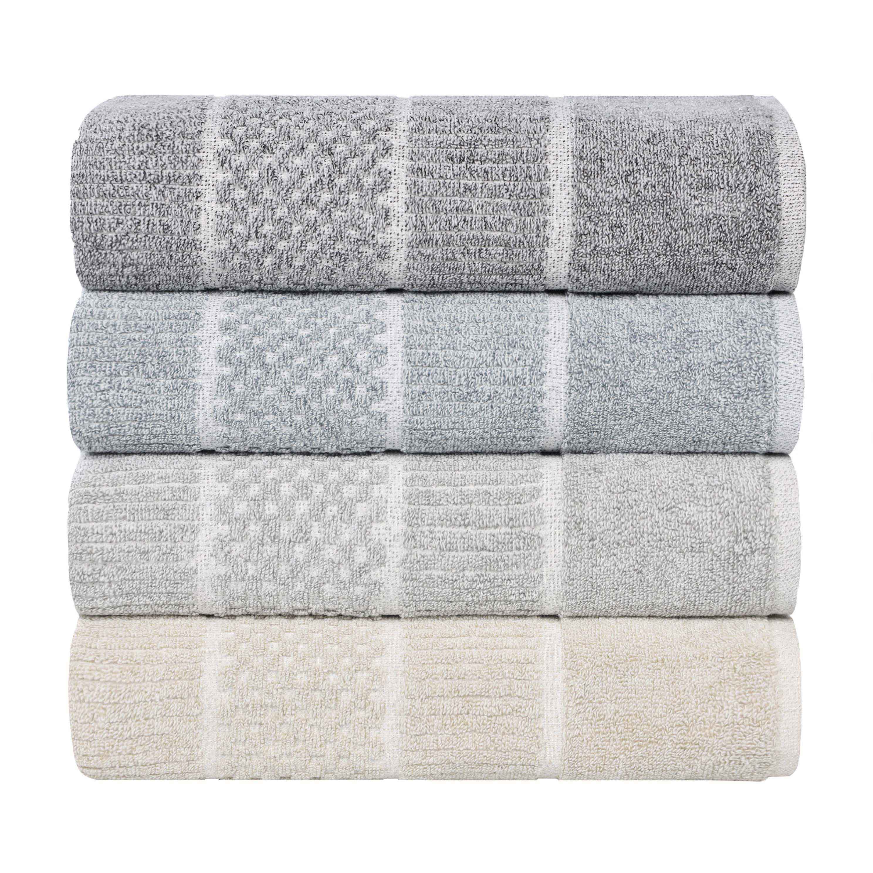Naples Cotton Blend Checkered and Ribbed Hand Towels, Set of 6 - Blue Nile Mills