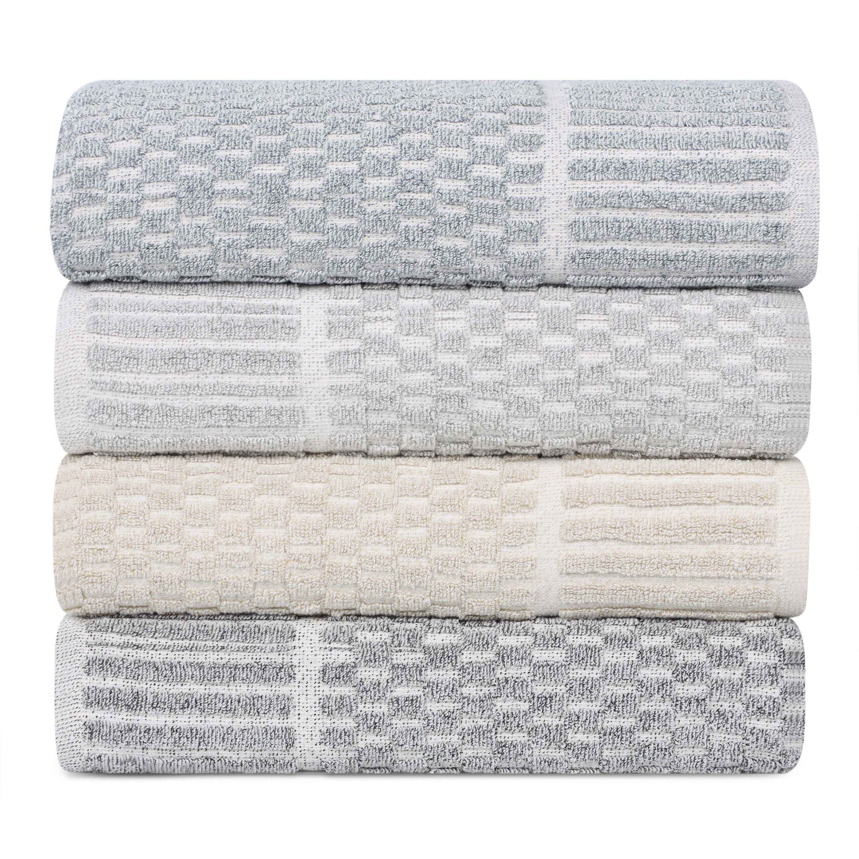 Juno Cotton Blend Medium Weight Checkered Border Hand Towels, Set of 6 - Blue Nile Mills