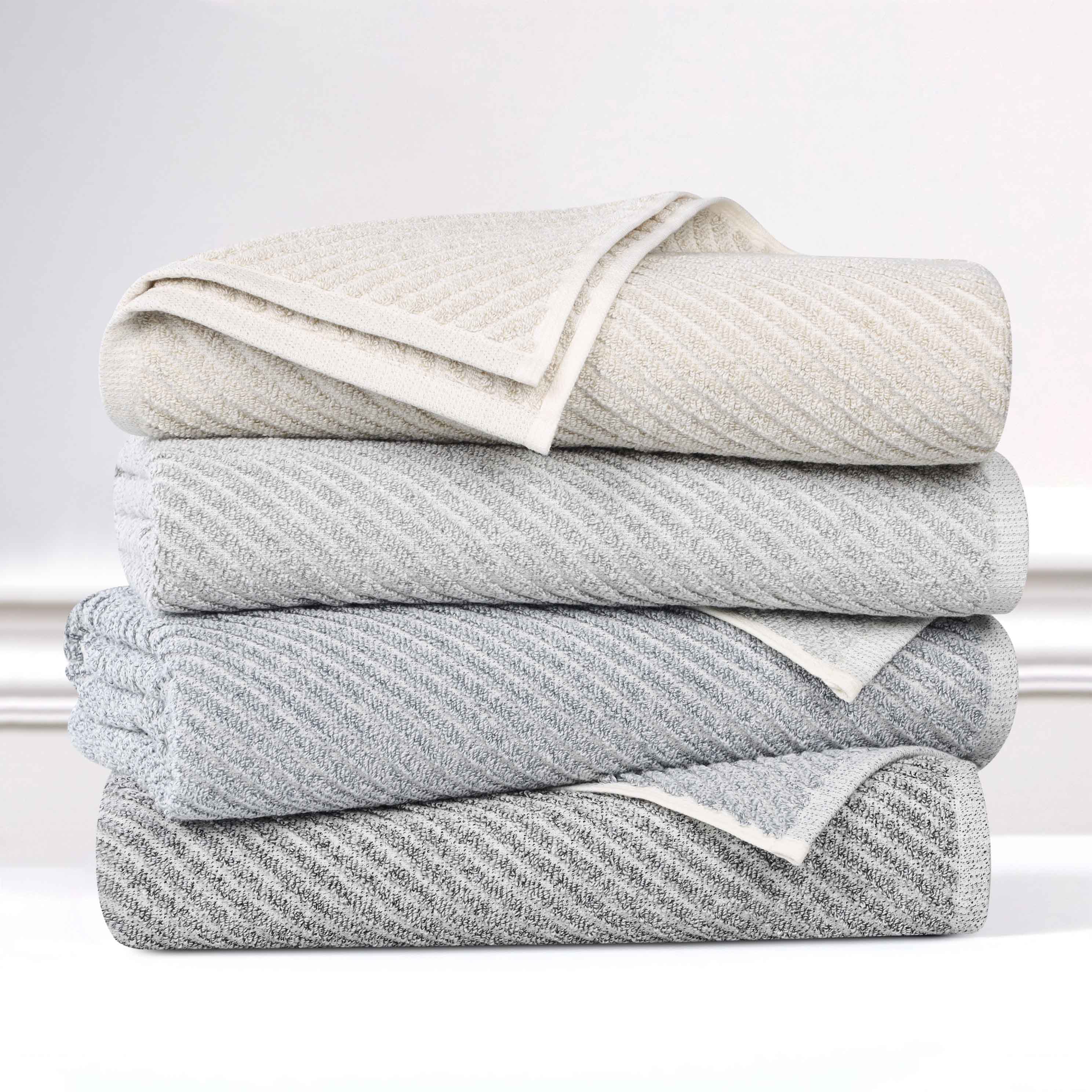 Amelia Cotton Blend Medium Weight Diagonal Stripes 8 Piece Towel Set - Blue Nile Mills