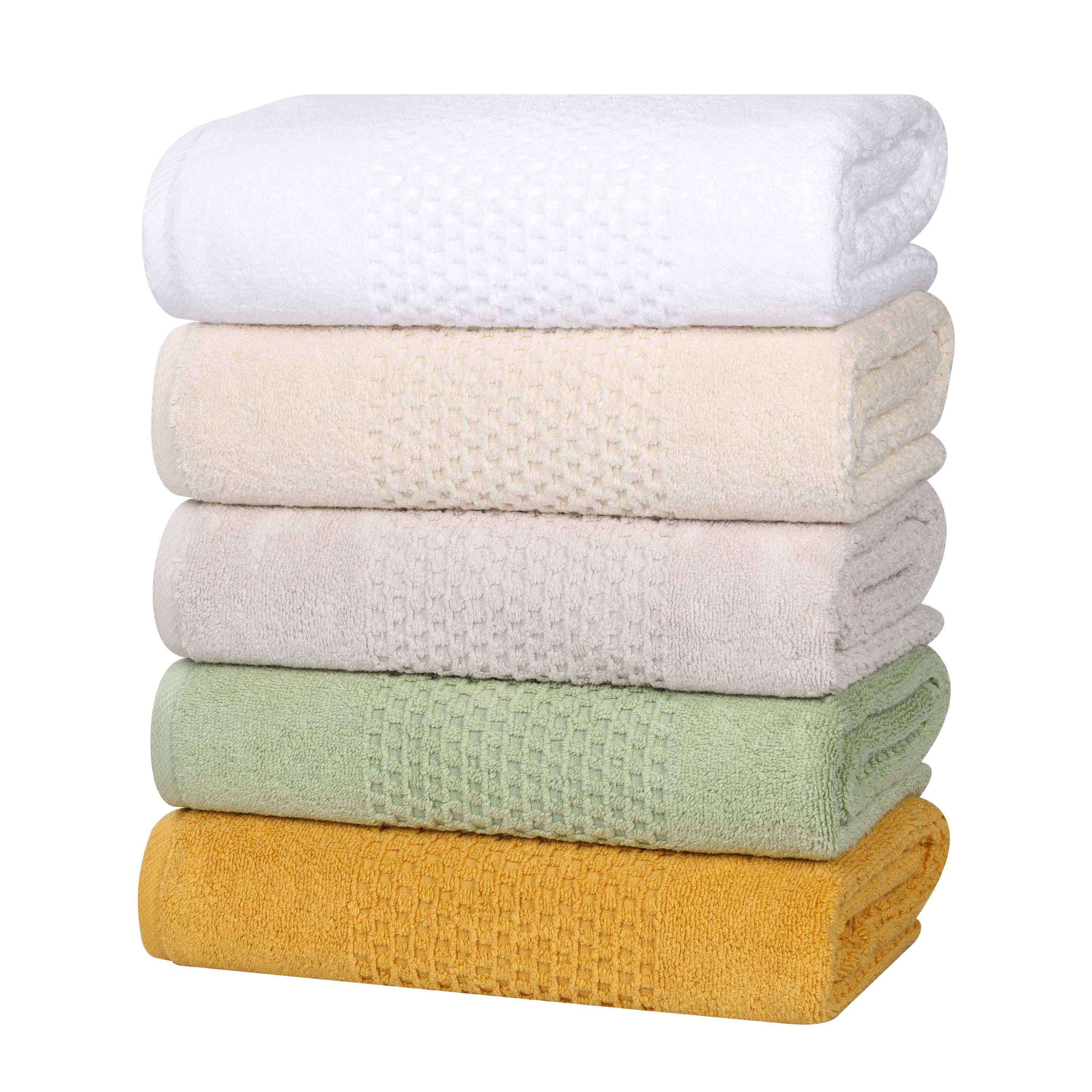 Playa Zero Twist Cotton Solid Waffle Textured Face Towels, Set of 12 - Blue Nile Mills