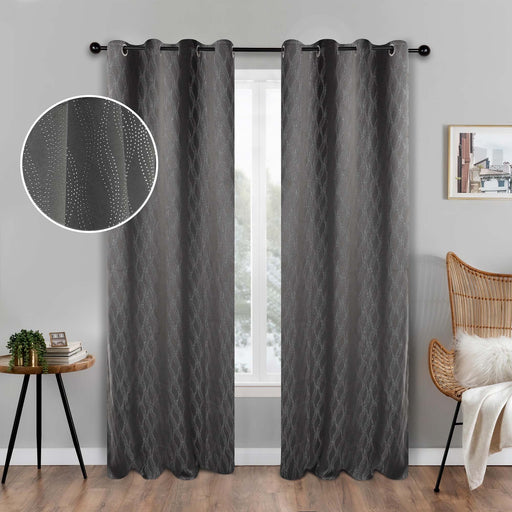 Zuri Textured Blackout Curtain Set of 2 Panels - Charcoal