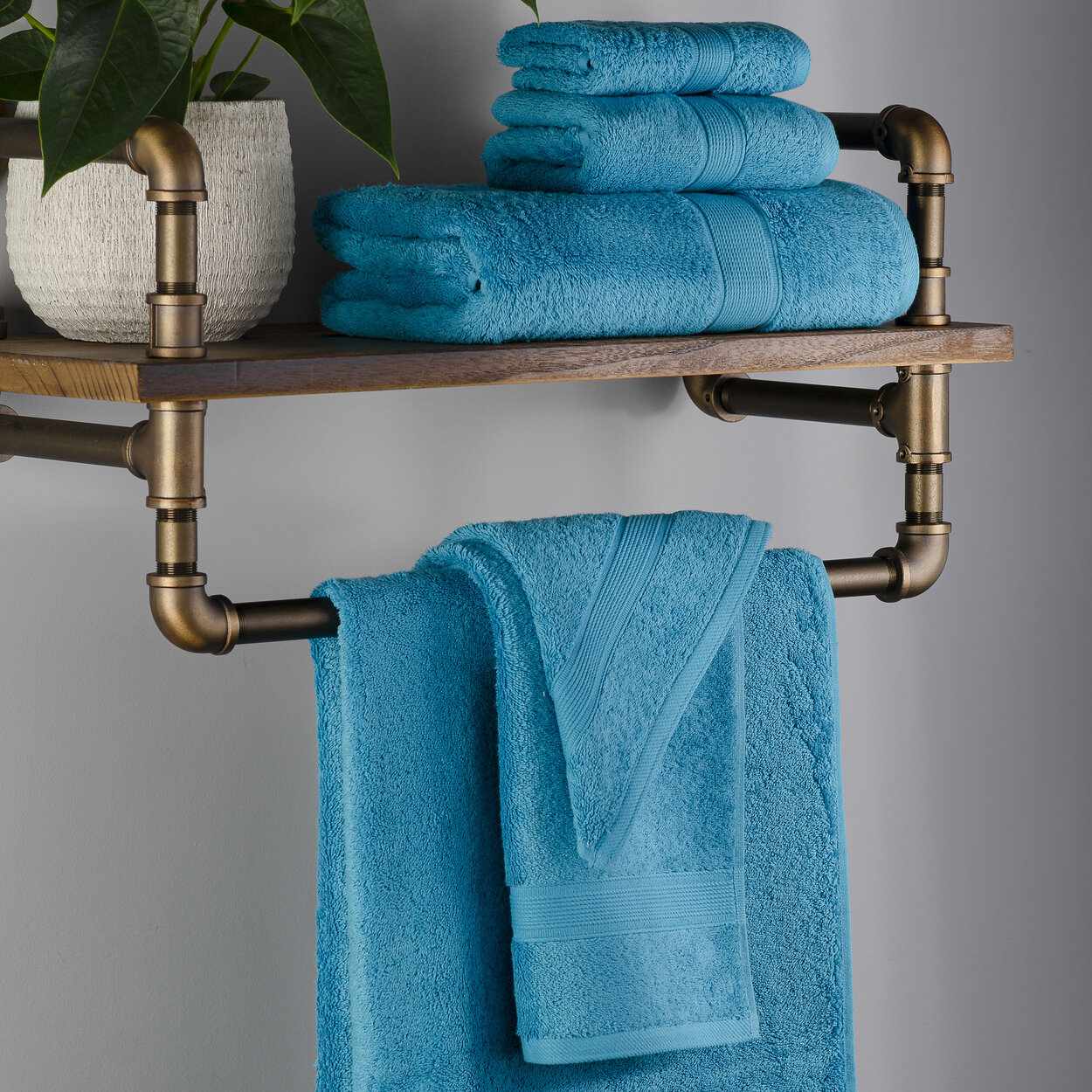 Organic Cotton Solid Plush Assorted 6 Piece Towel Set - Blue Nile Mills